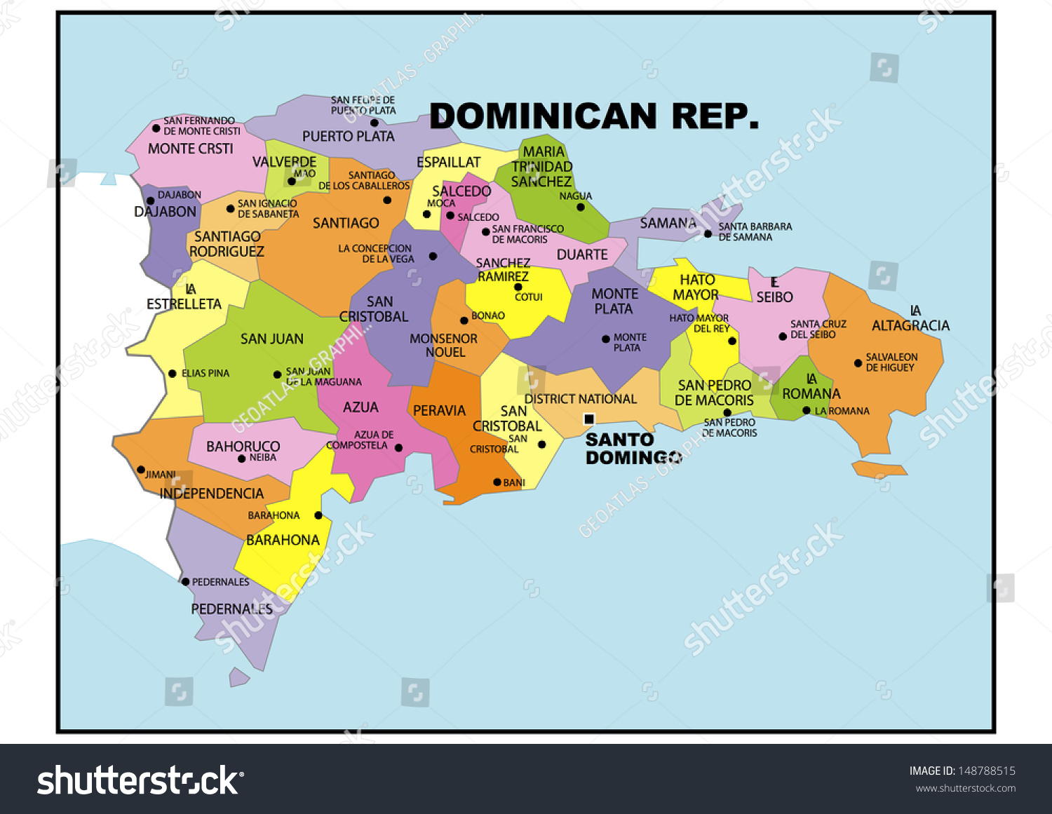 Political Map Dominican Republic Stock Illustration 148788515