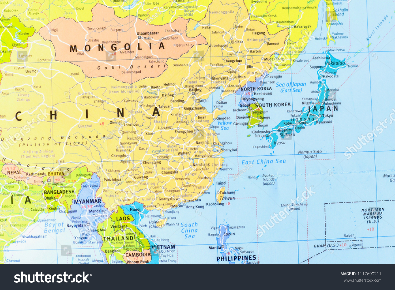 East Asia Region Map Political Map East Asia Region Stock Photo 1117690211 | Shutterstock