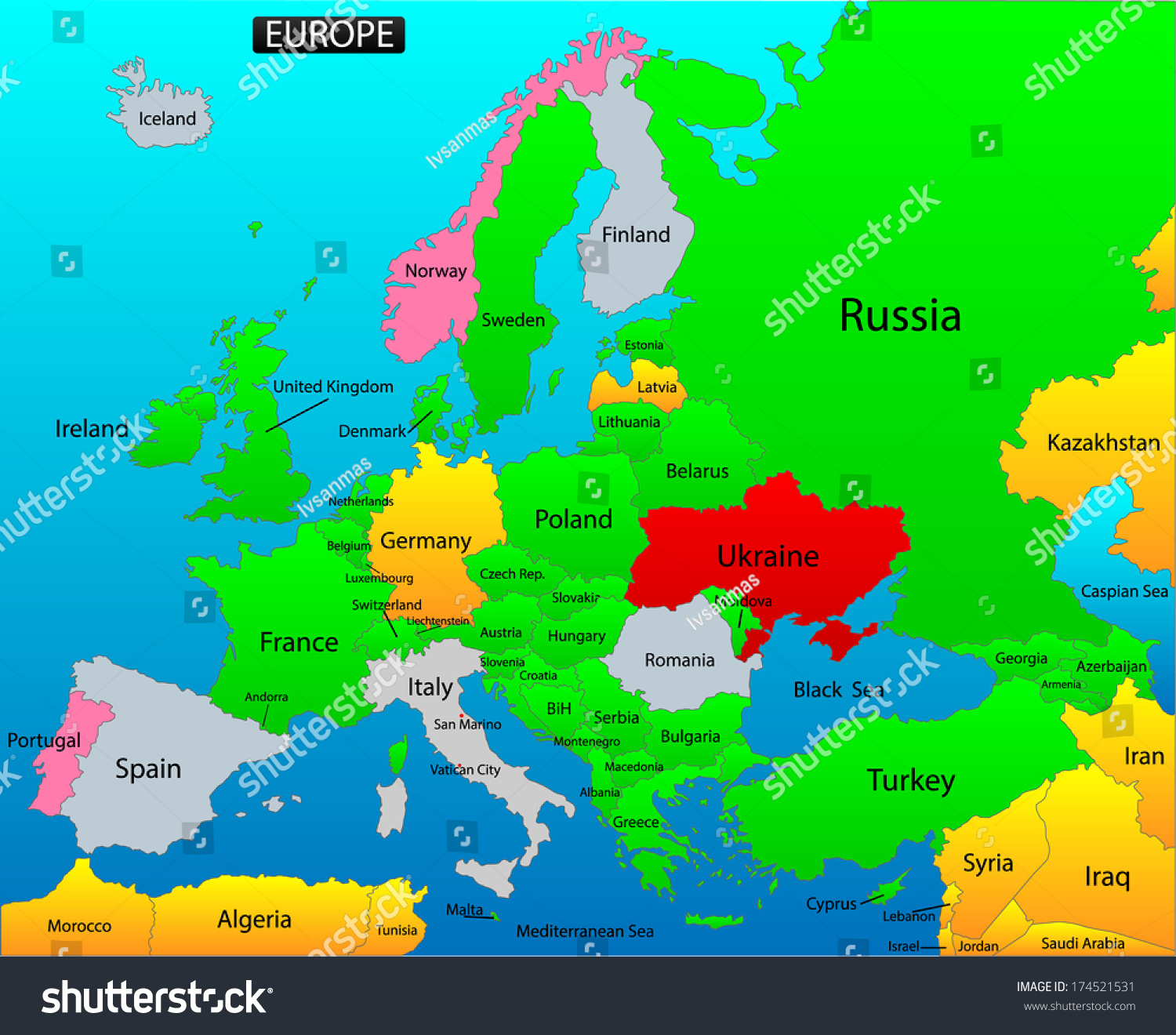 Easy Map Of Europe Political Map European Continent Versatile File Stock Illustration  174521531 | Shutterstock