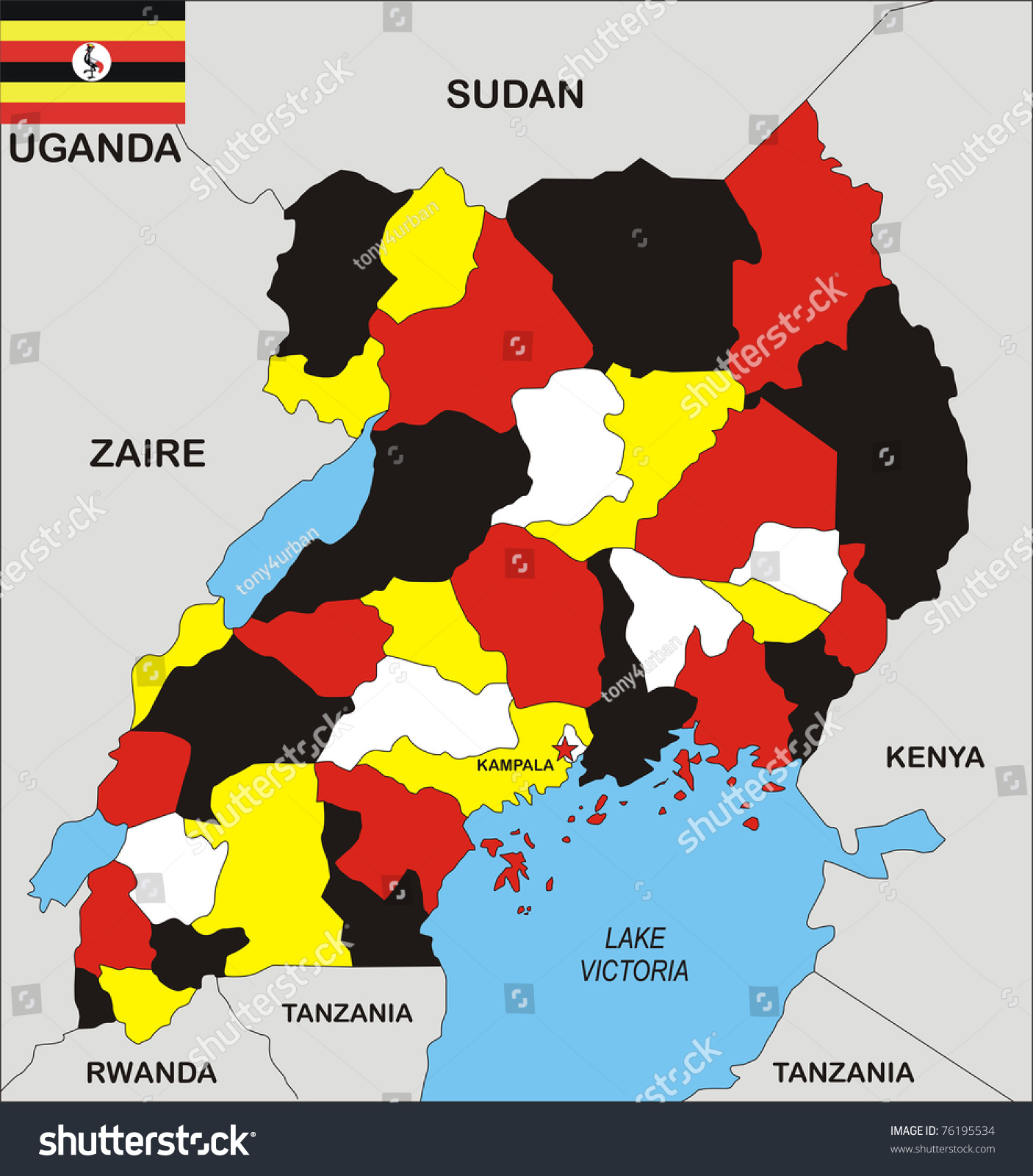 Political Map Uganda Country Flag Illustration Stock Illustration ...