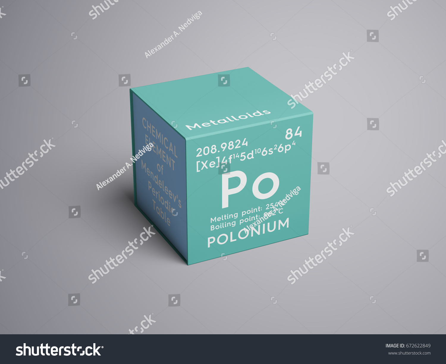 Polonium Metalloids Chemical Element Mendeleevs Periodic Stock ...