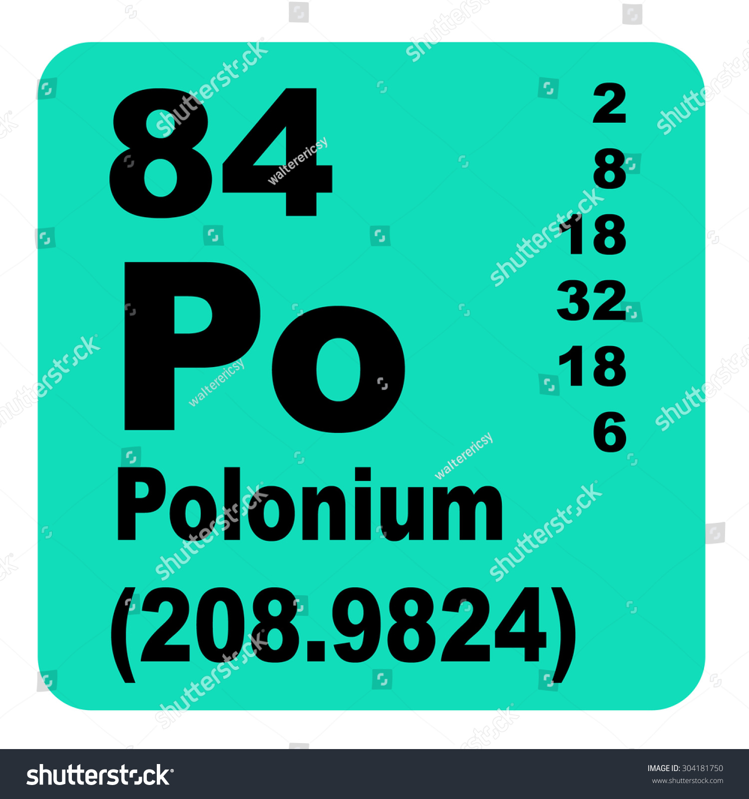 polonium periodic table elements stock illustration 304181750