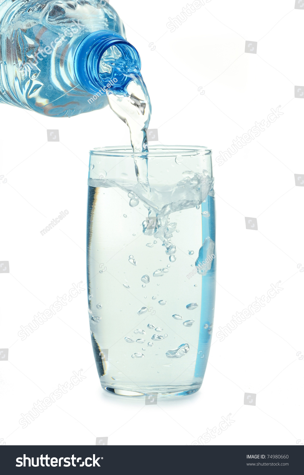 Polycarbonate Plastic Bottle Of Mineral Water And Glass Of Water ...