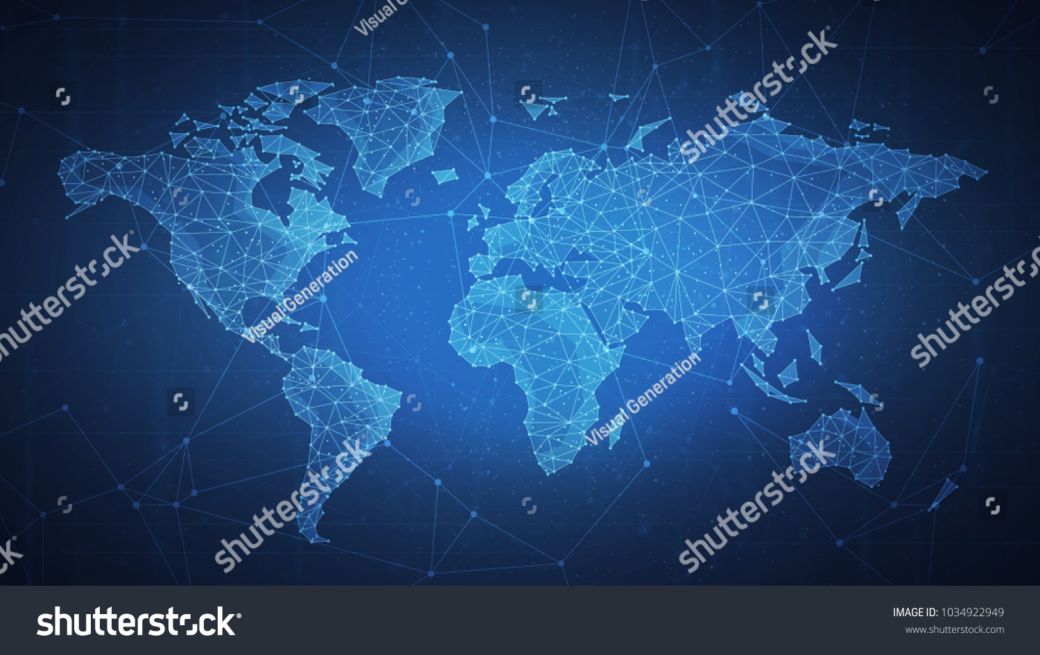 Polygon World Map Blockchain Technology Peer Stock Illustration ...