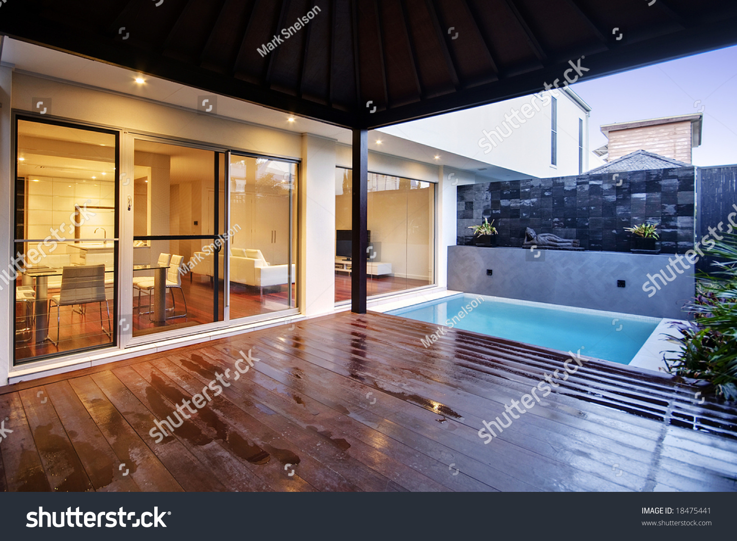 Pool Area Of A Luxury Terrace House Pool Area Luxury Terrace House Stock Photo 18475441