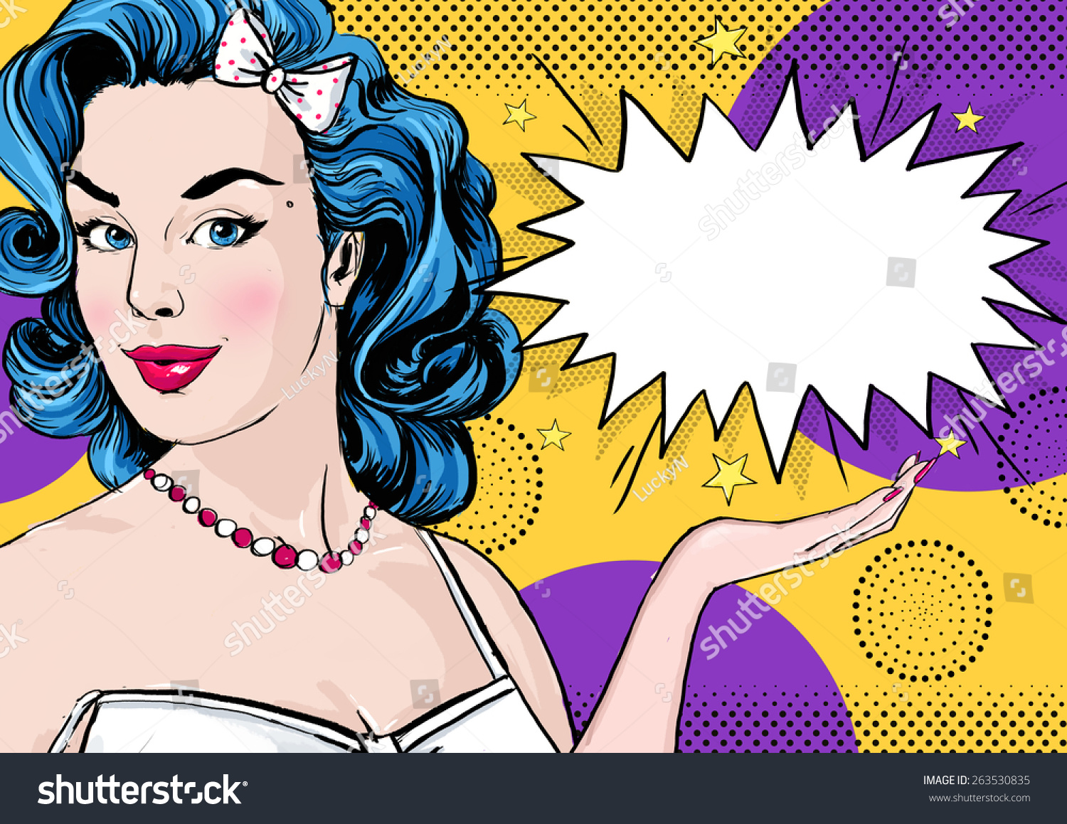 Pop Art Illustration Of Woman With The Comic Speech Bubble. Pop Art ...