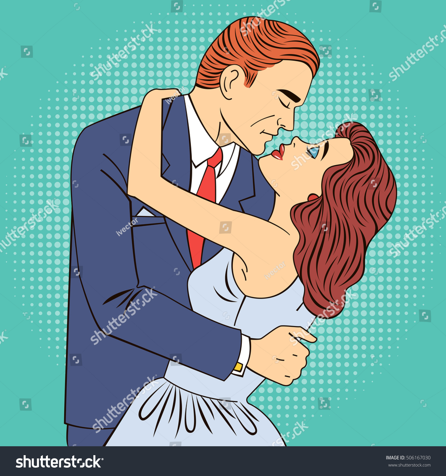 Pop Art Kissing Couple Man Kiss Ilustración De Stock 506167030 Shutterstock 8324