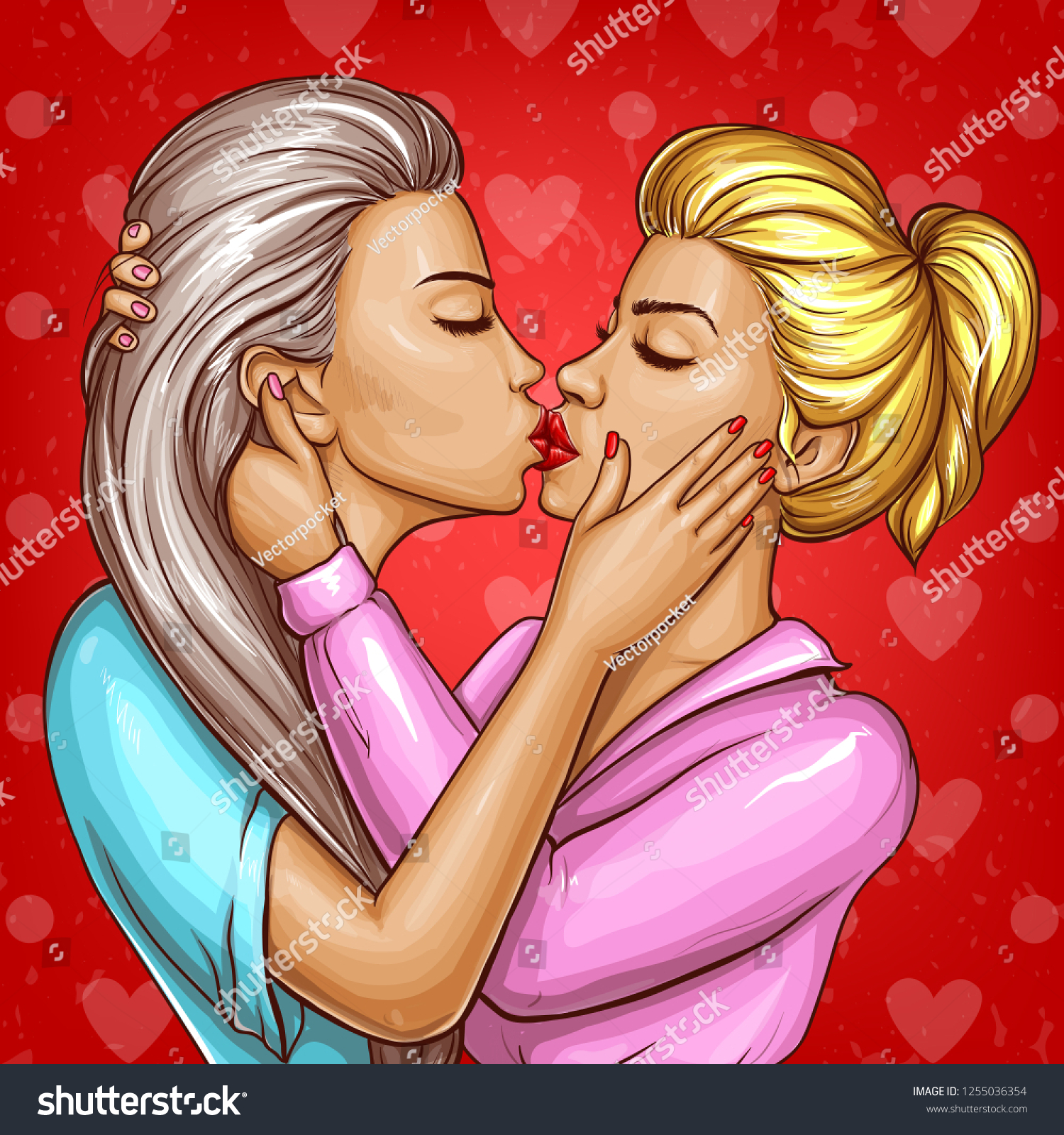Sexy Lesbians Kiss