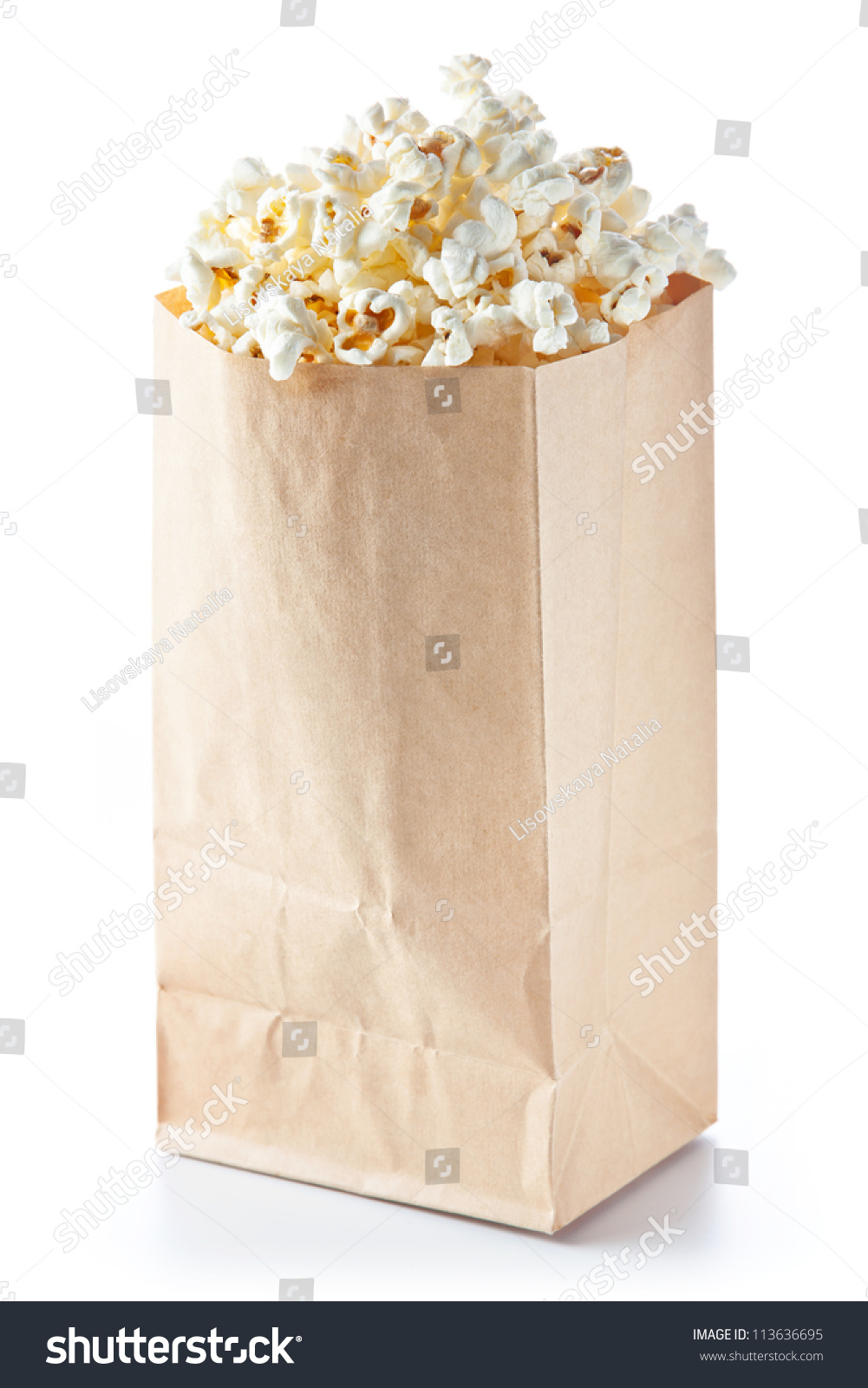 Download Popcorn Bag On White Background Food And Drink Stock Image 113636695 PSD Mockup Templates