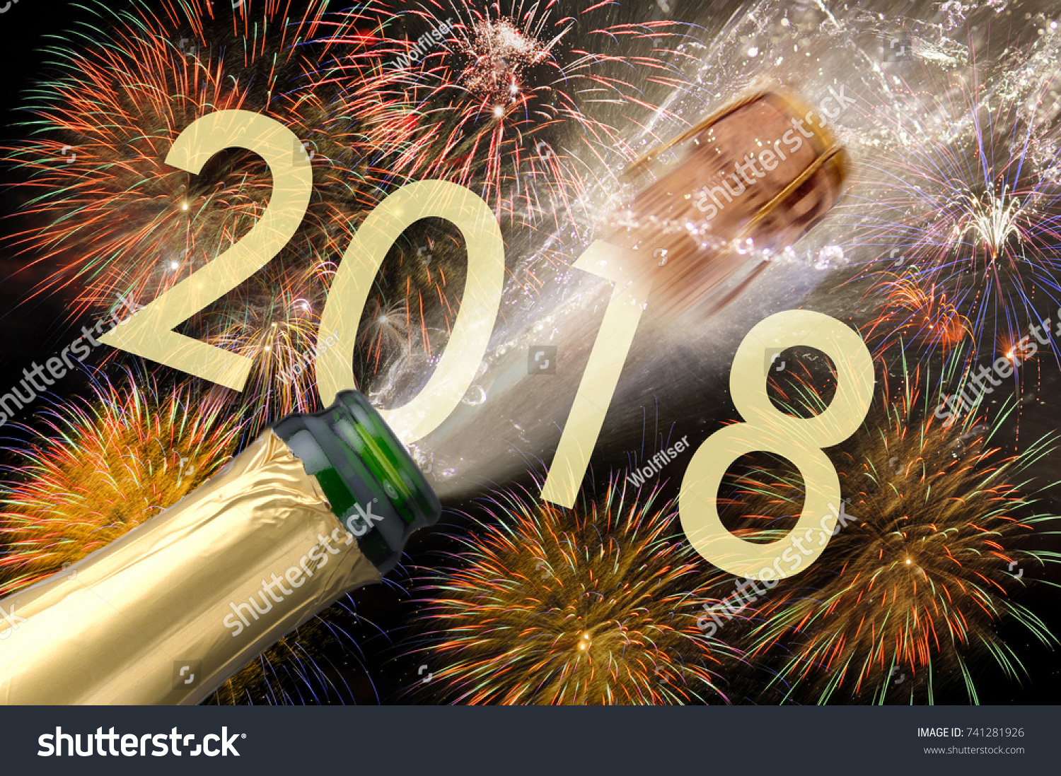 Popping Champagne Fireworks Silvester New Years Stock Photo (Edit Now ...