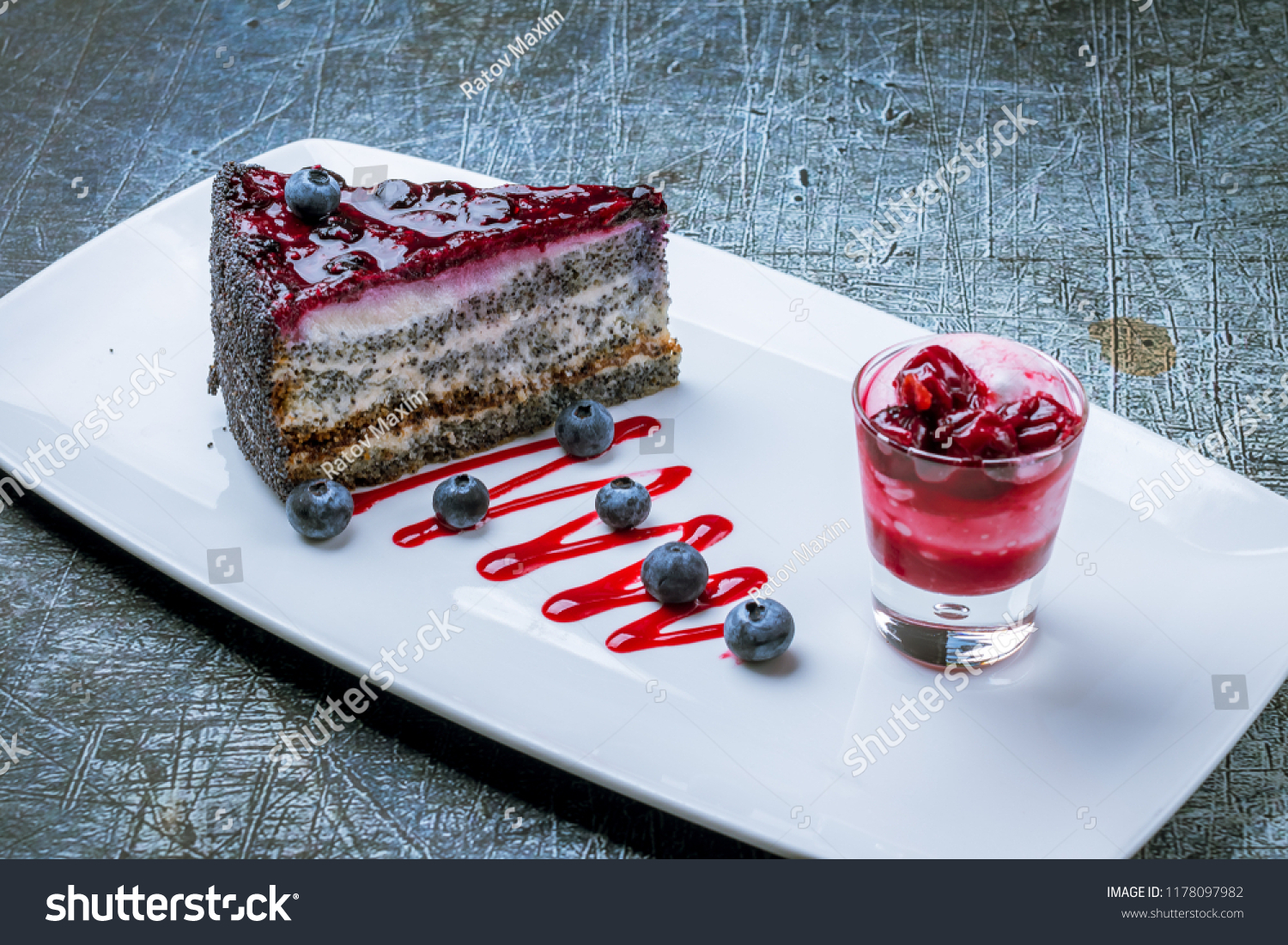Poppy Seed Cake Cherry Sauce Stock Photo Edit Now Poppy Seed Cake Cherry Sauce Stock Photo Edit Now