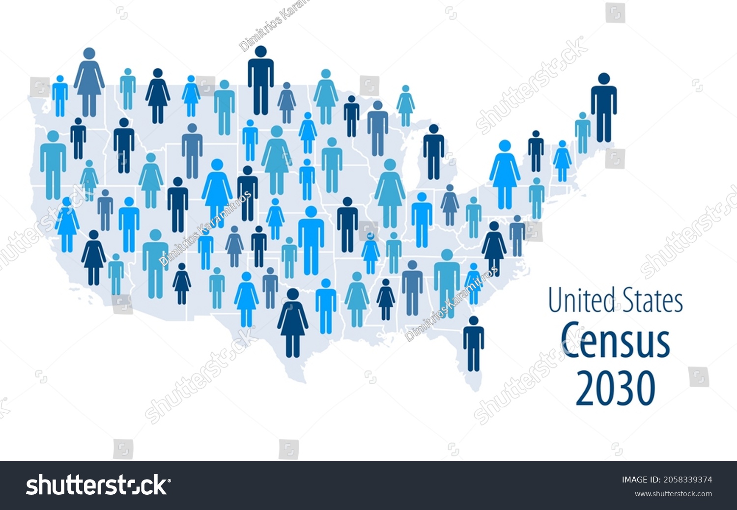 Population Map United States 2030 Stock Illustration 2058339374 Shutterstock