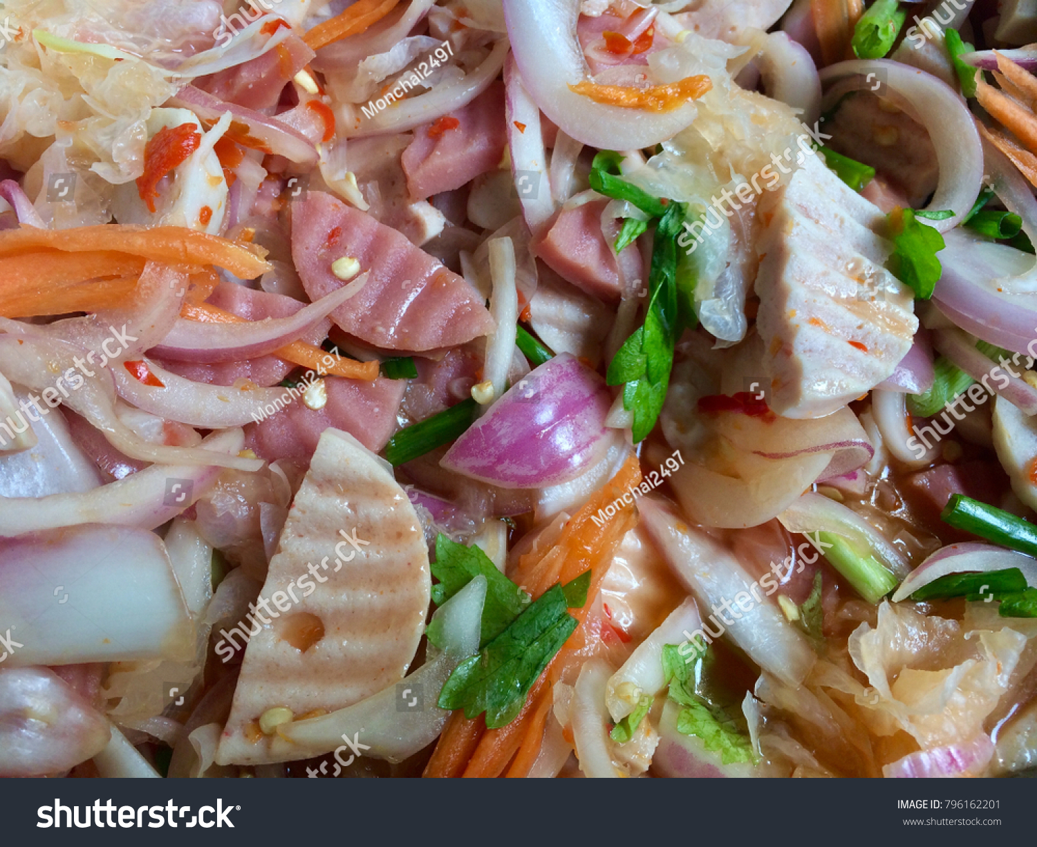 Seafood Spicy Salad Som Tum Seafood Stock Photo 1293034621 Shutterstock