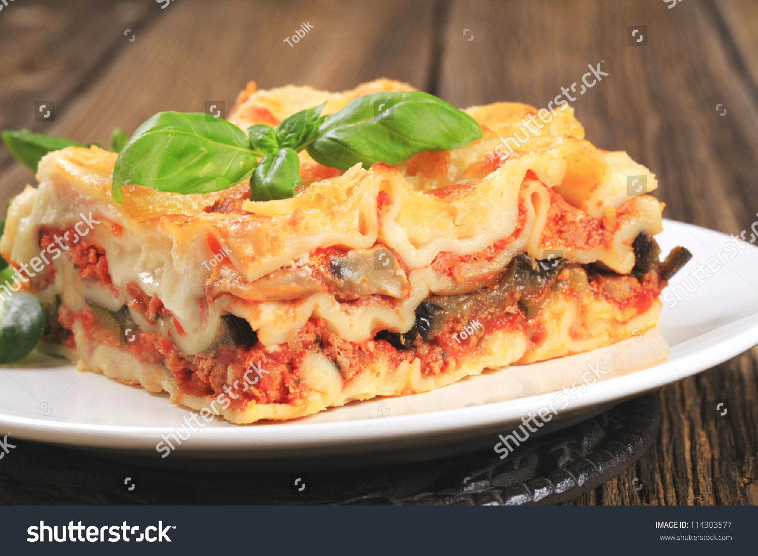 Portion Tasty Lasagna On Plate Stock Photo (Edit Now) 114303577 ...