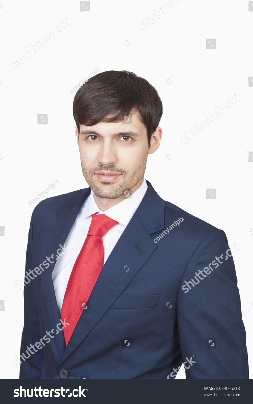 Portrait Handsome Business Executive In Suit Isolated On White Stock ...