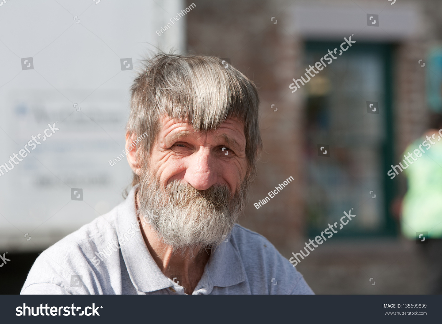 Portrait Homeless Man Beard Outdoors During Stock Photo Edit Now 135699809