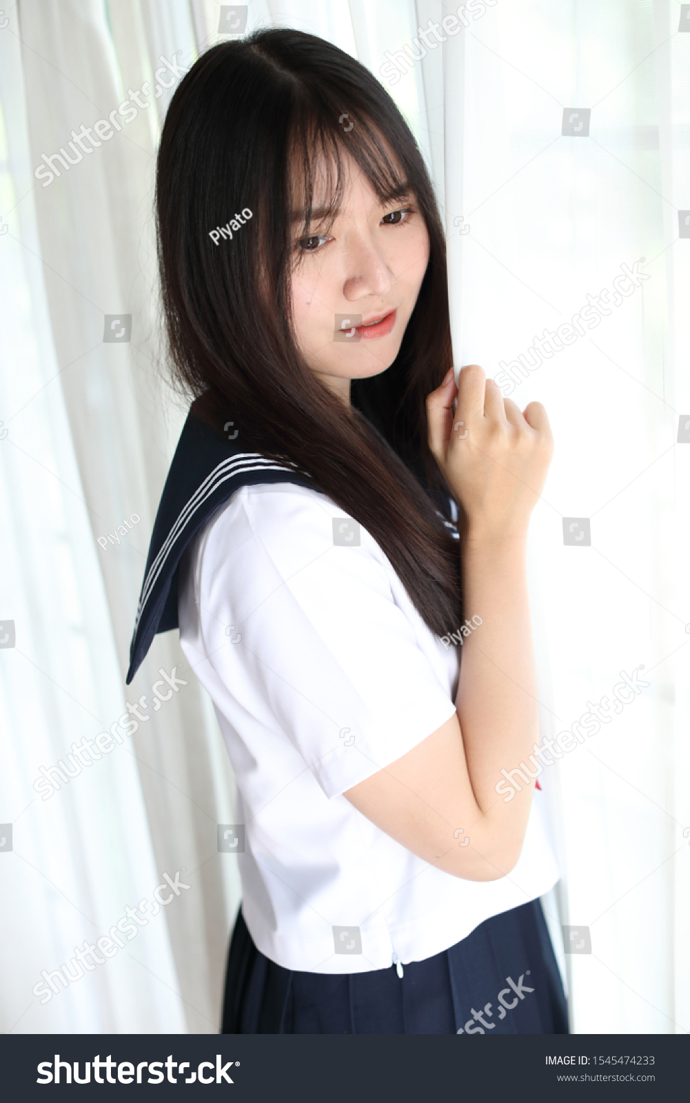 Portrait Japanese School Girl White Tone Stock Photo 1545474233 ...