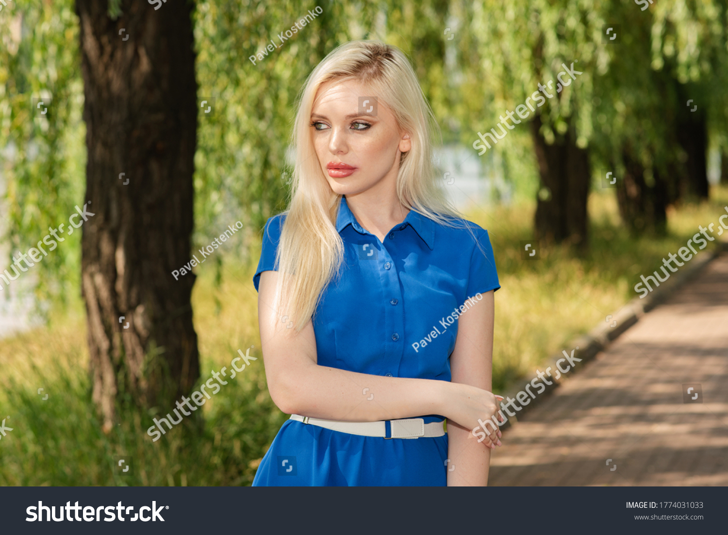 Portrait Beautiful Blonde Girl Outdoors Summer Stock Photo 1774031033 ...