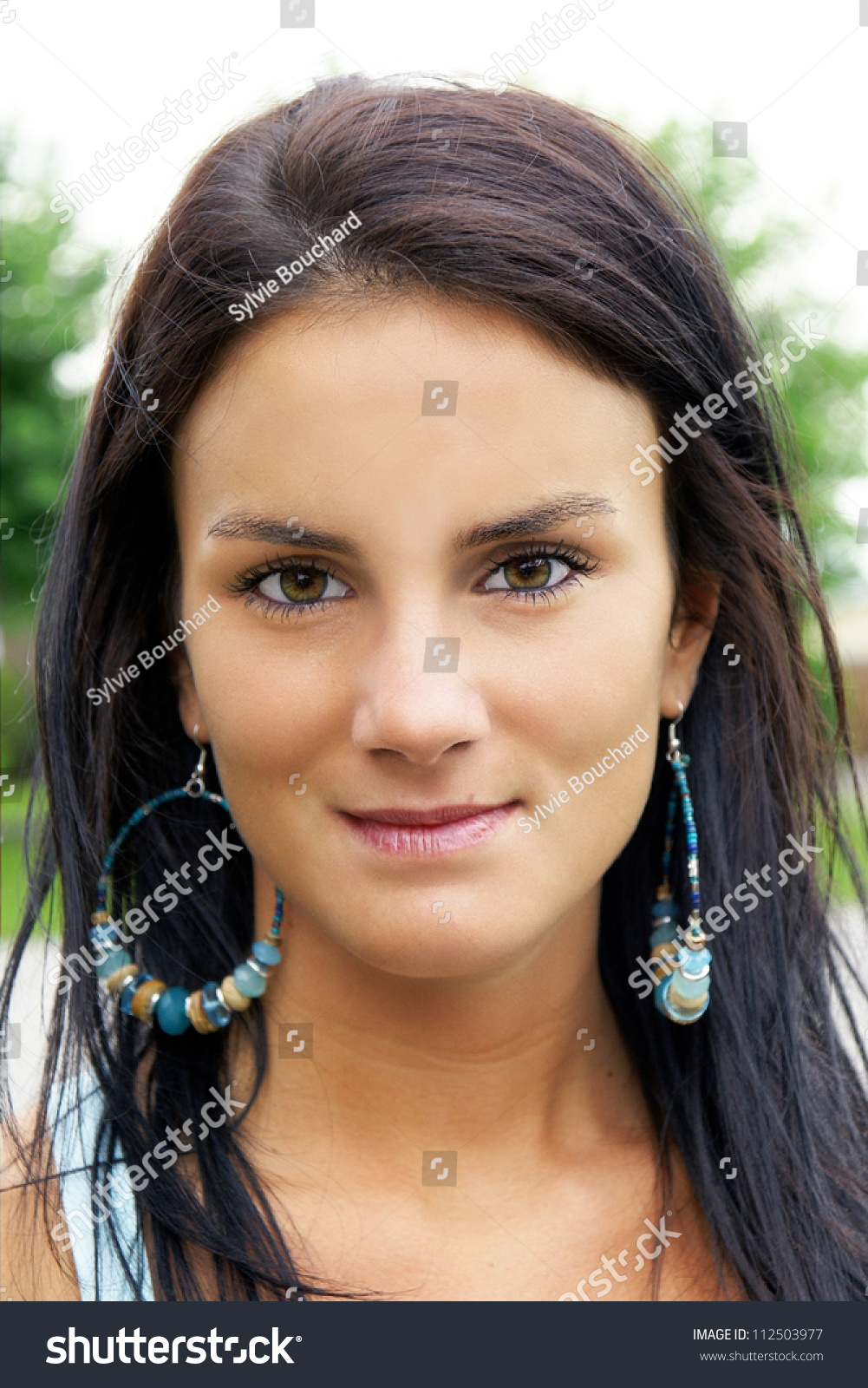 Portrait Beautiful Brunette Young Woman Girl Stock Photo