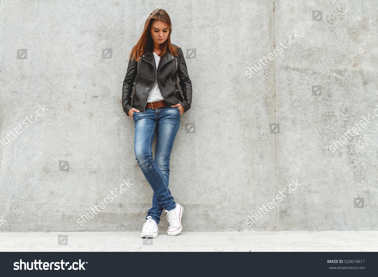girl leather jeans
