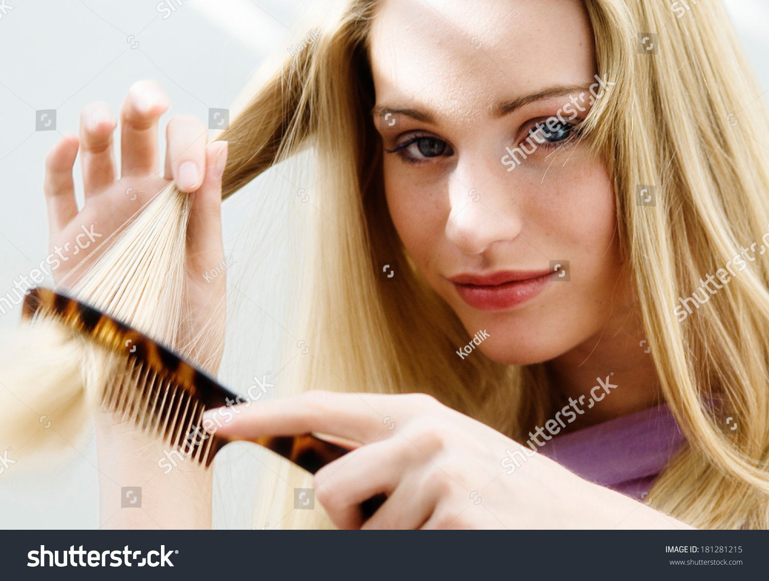 Portrait Of A Beautiful Girl With Messed Up Hair Stock Photo 181281215 ...