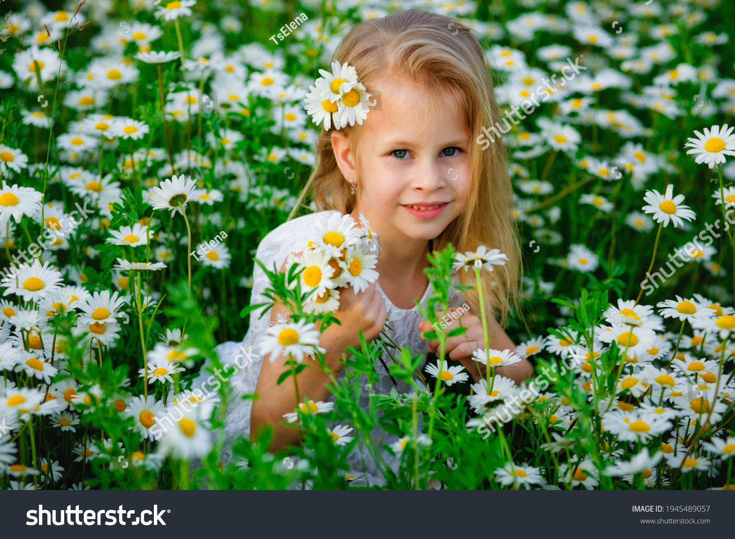 Portrait Beautiful Little Girl Blonde Hair Stock Photo 1945489057 