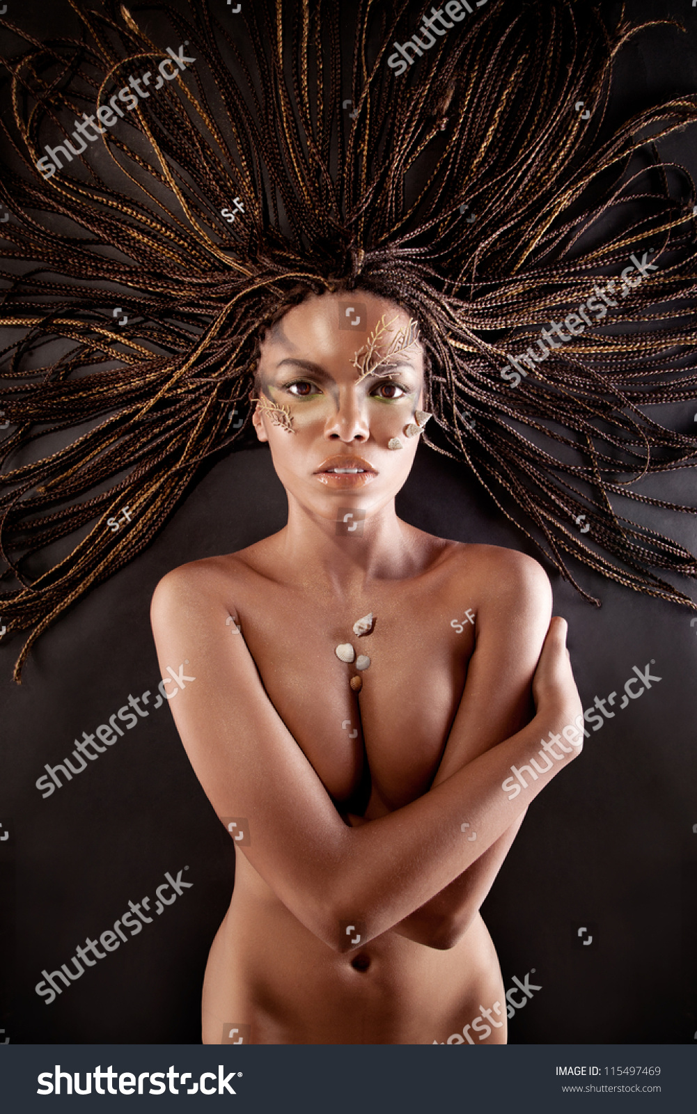 Portrait Beautiful Naked Young African American Stock -6082