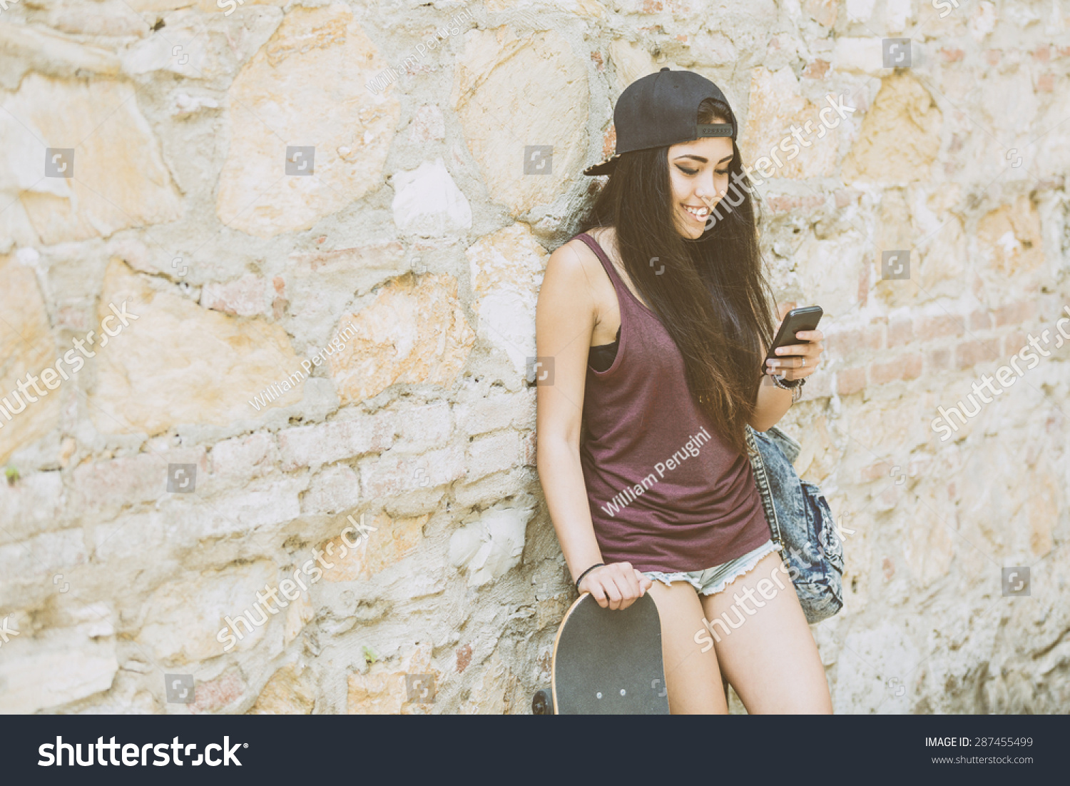 Portrait Beautiful Skater Girl Looking Smart Stock Image