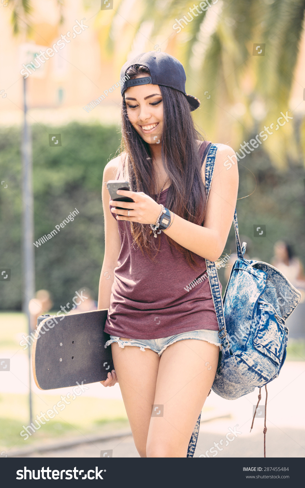 Portrait Beautiful Skater Girl Looking Smart Royalty Free Stock