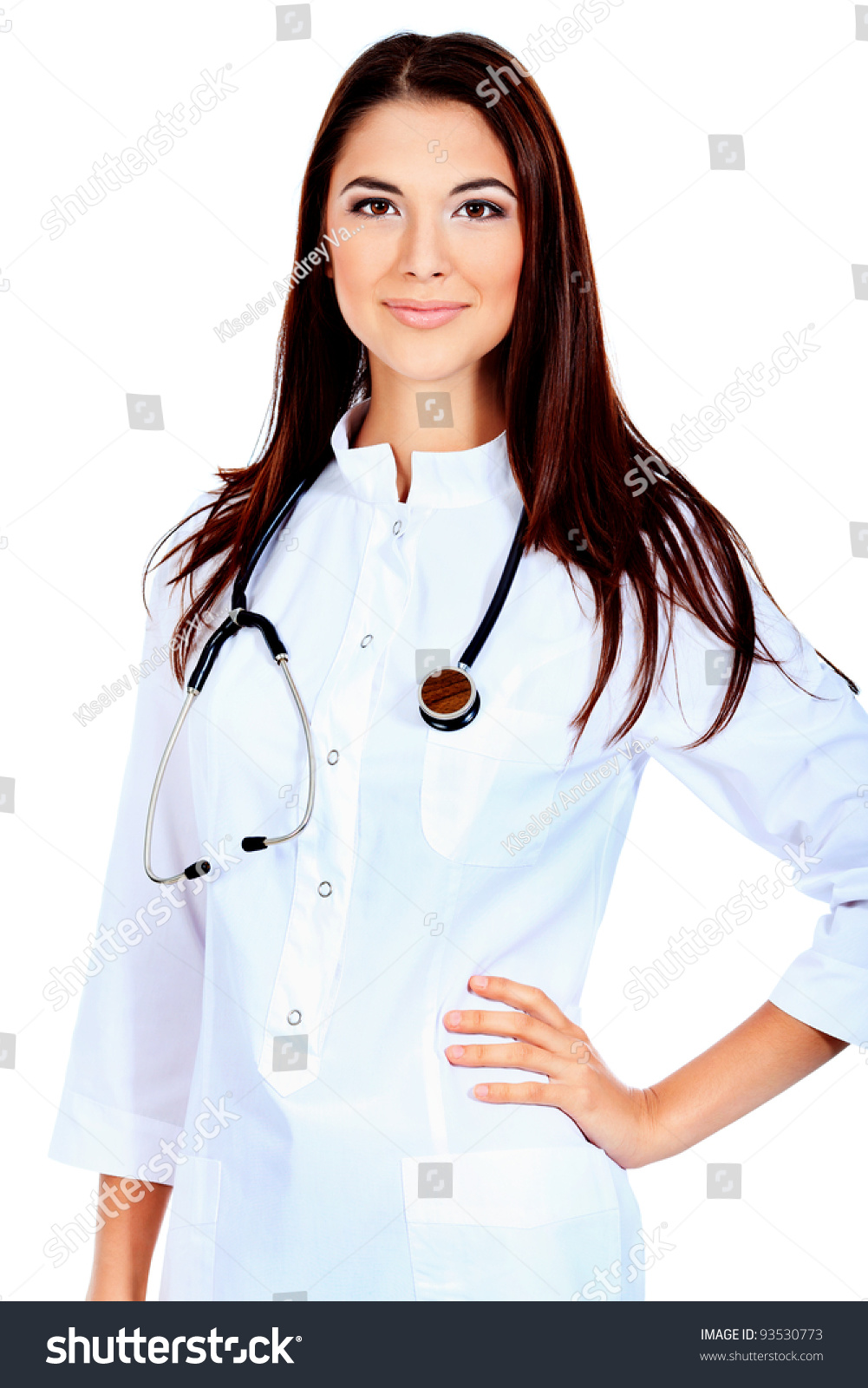 Portrait Of A Beautiful Woman Doctor. Isolated Over White Background ...