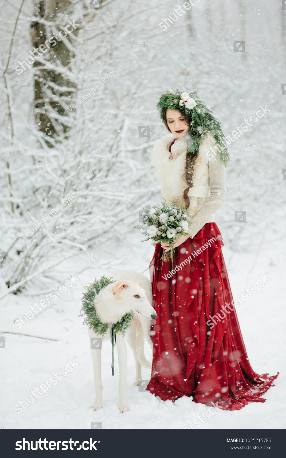 red dress winter wedding