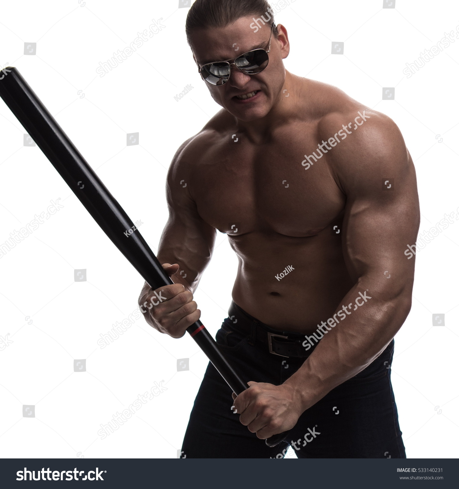 Portrait Brutal Man Bodybuilder Athlete Naked Stock Photo Edit Now