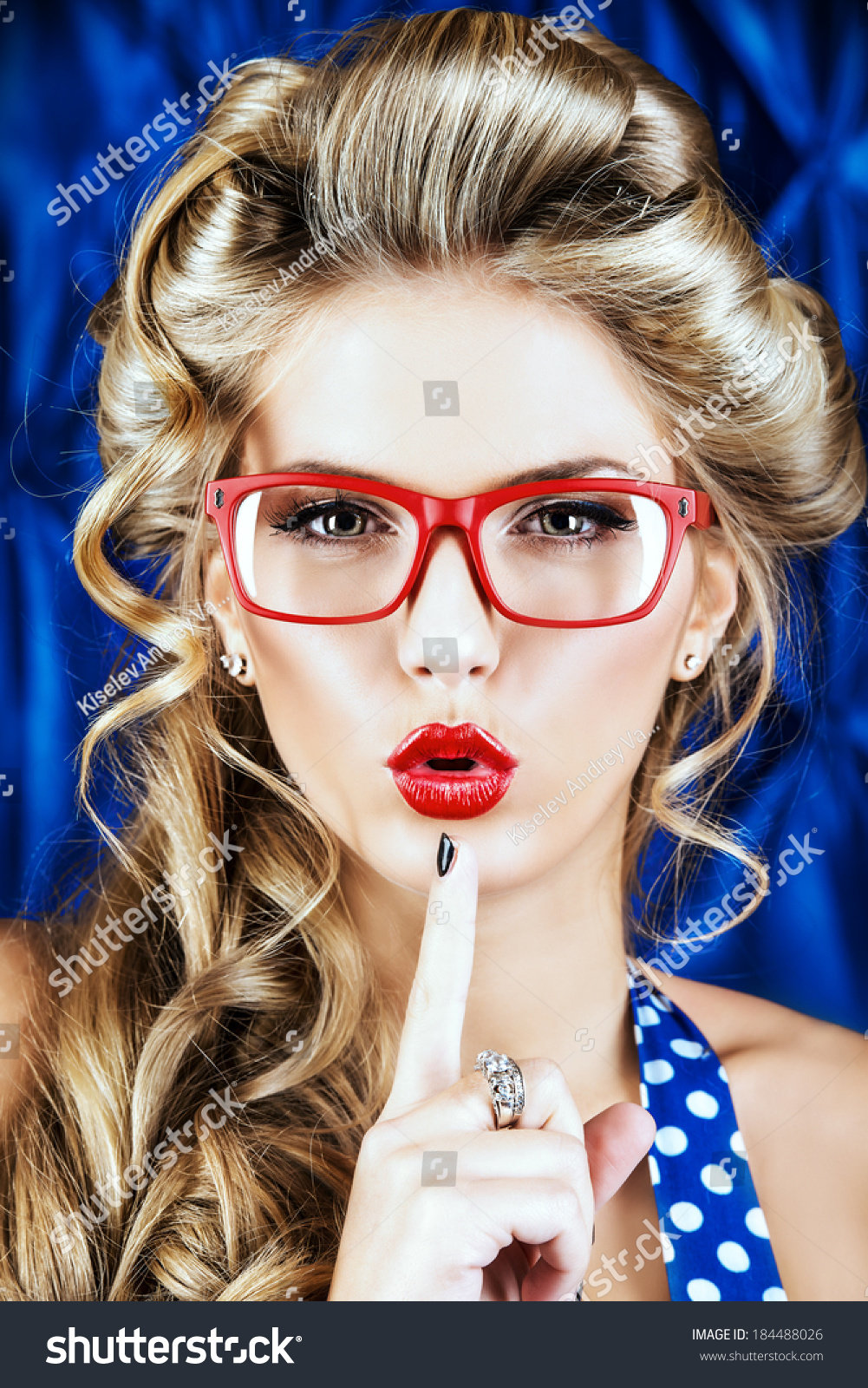Portrait Charming Pinup Woman Retro Hairstyle Stock Photo Edit