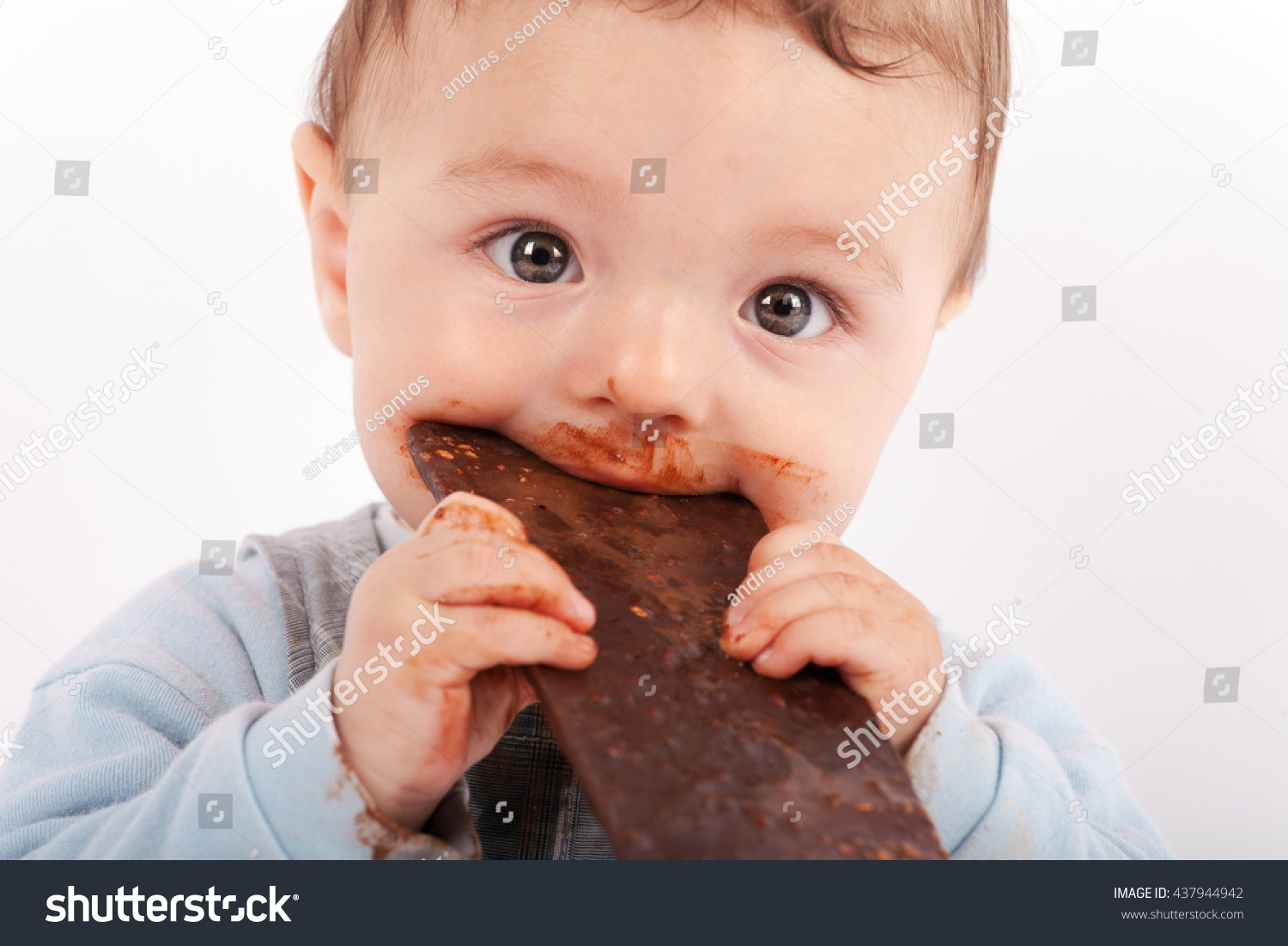 Image for cute babies eating chocolate
