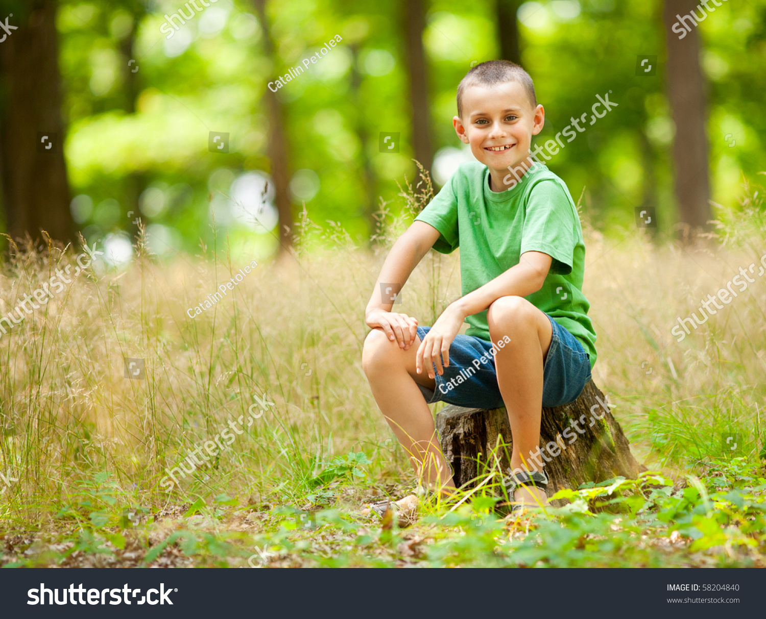 Portrait Cute Kid Outdoor Enjoying Nature Stock Photo 58204840 ...