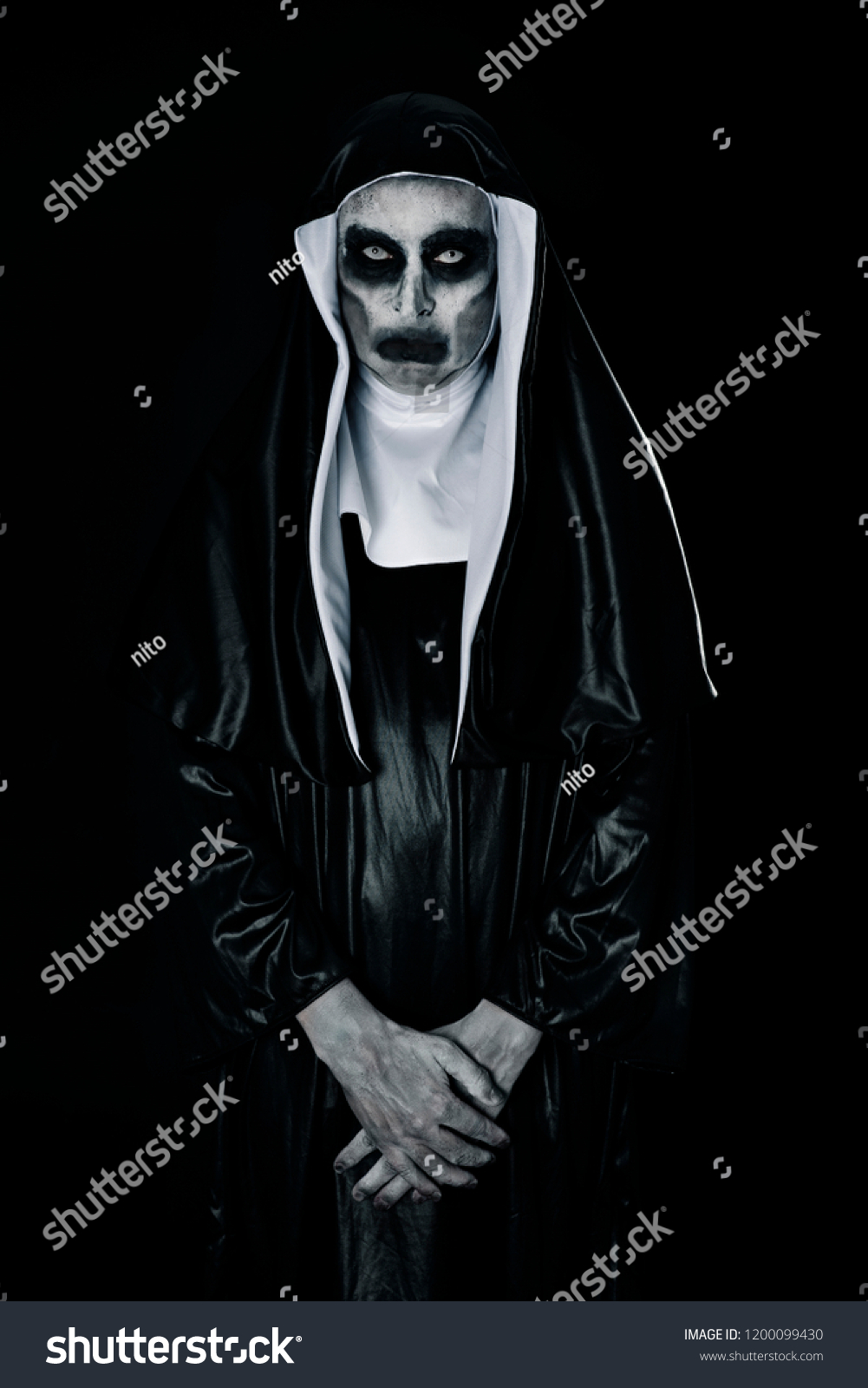 Portrait Frightening Evil Nun Wearing Typical Stock Photo (Edit Now ...