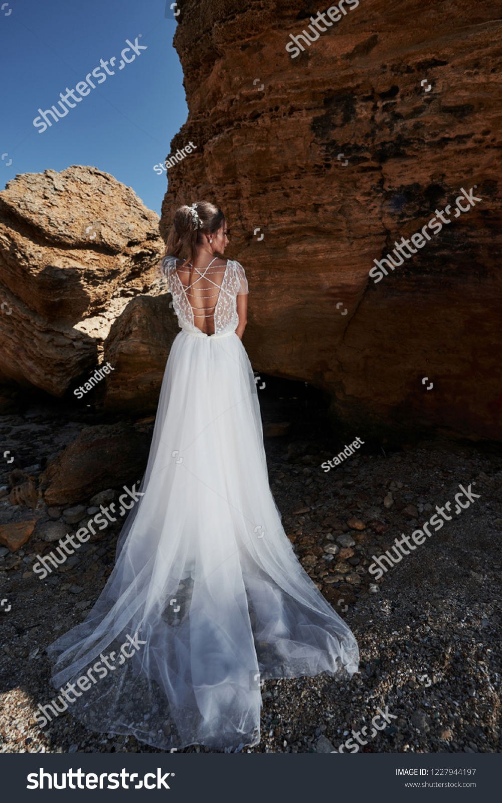 Portrait Girl Wedding Gorgeous Dress Posing Stock Photo Edit Now