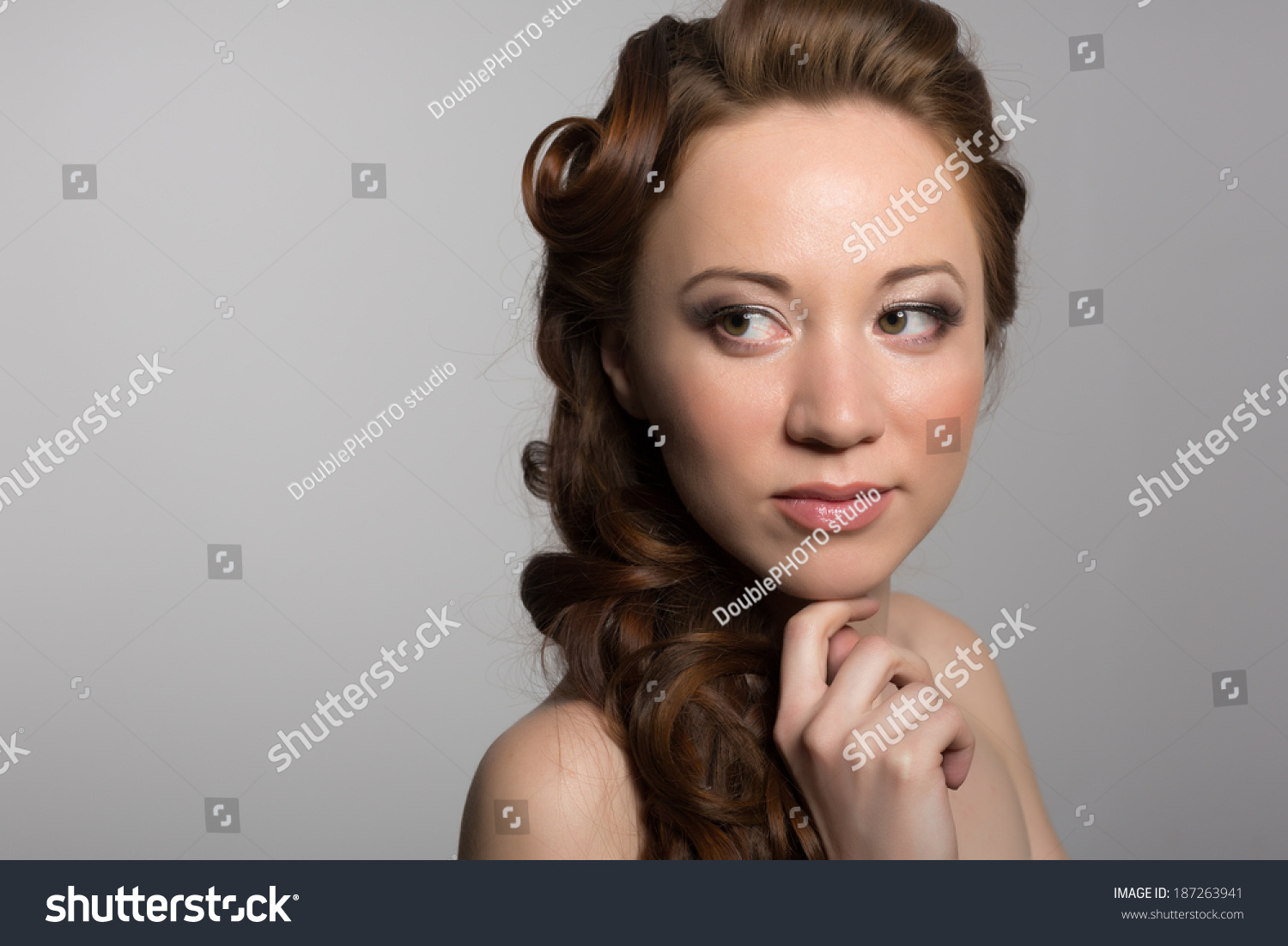 Portrait Girl Wavy Hair Mixed Race Stock Photo Edit Now 187263941