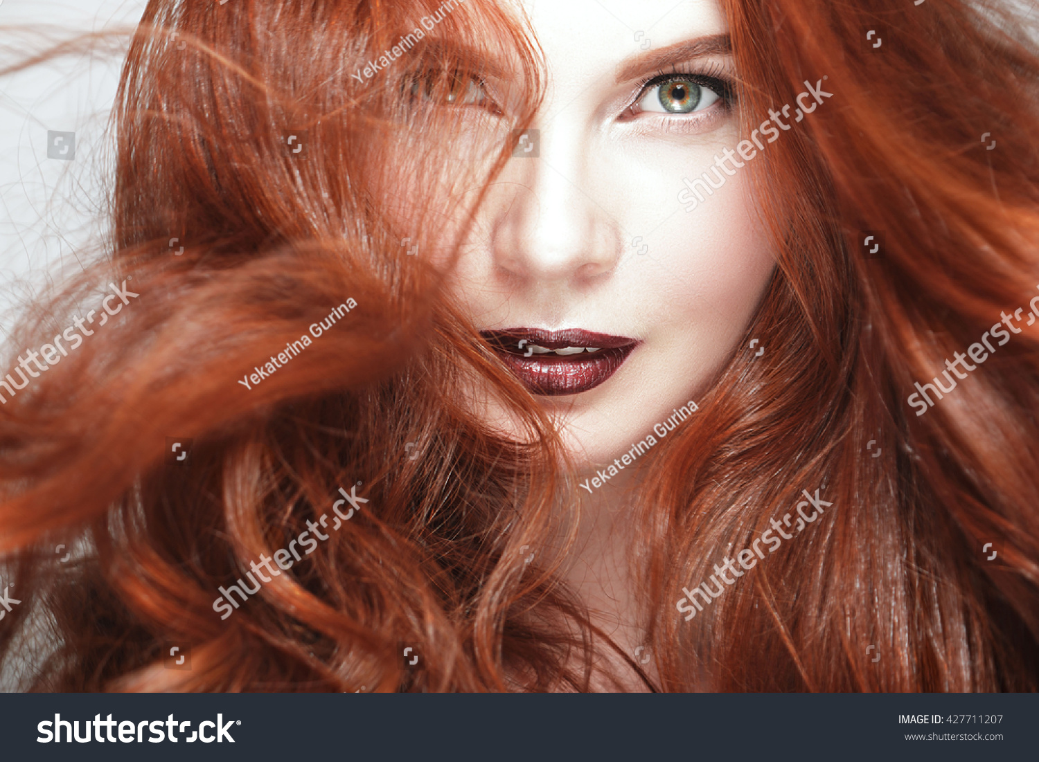 Portrait Girl Red Hair Blue Eyes Stock Photo (Edit Now) 427711207