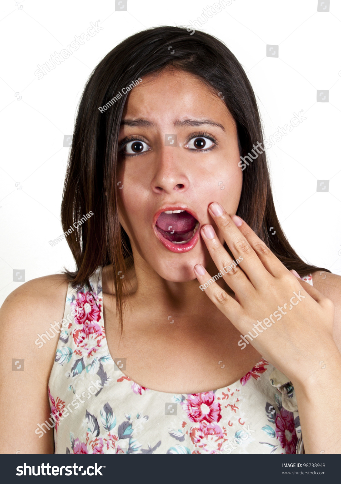 Portrait Of A Girl With Surprised Expression Stock Photo 98738948 ...