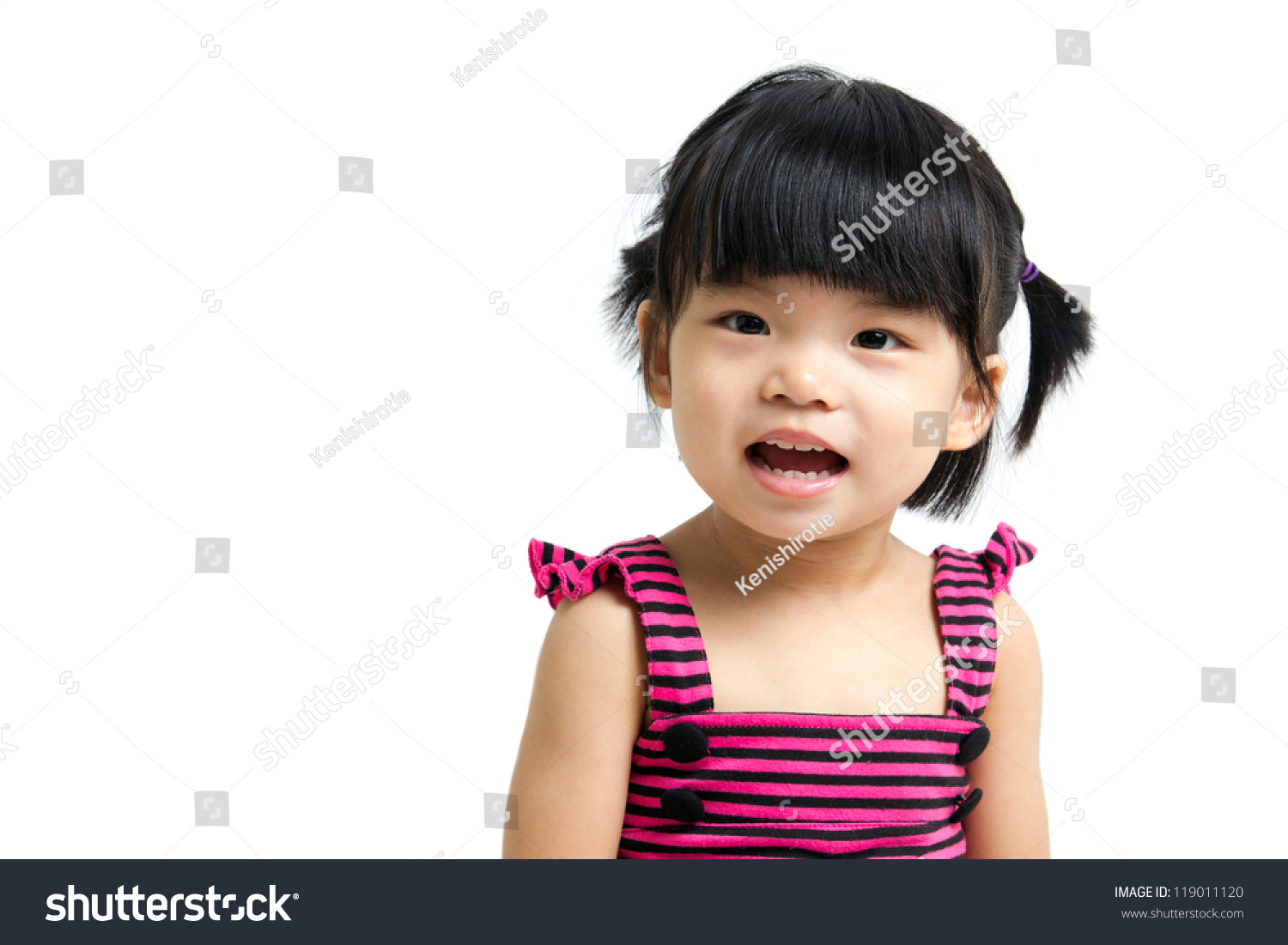 Portrait Of A Little Asian Baby Child Girl Isolated On White Background ...