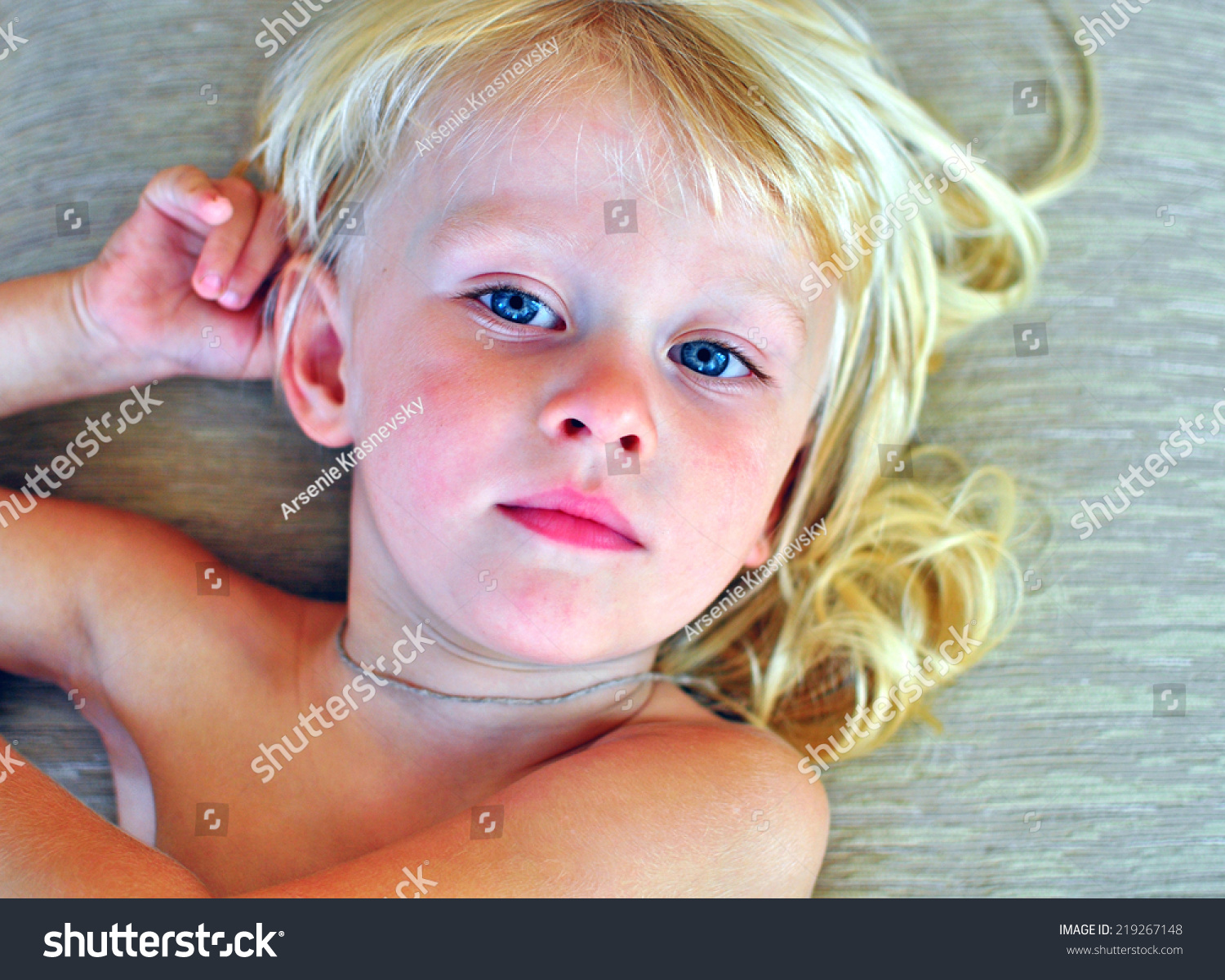 Portrait Little Boy Long Blonde Hair Stock Photo Edit Now 219267148