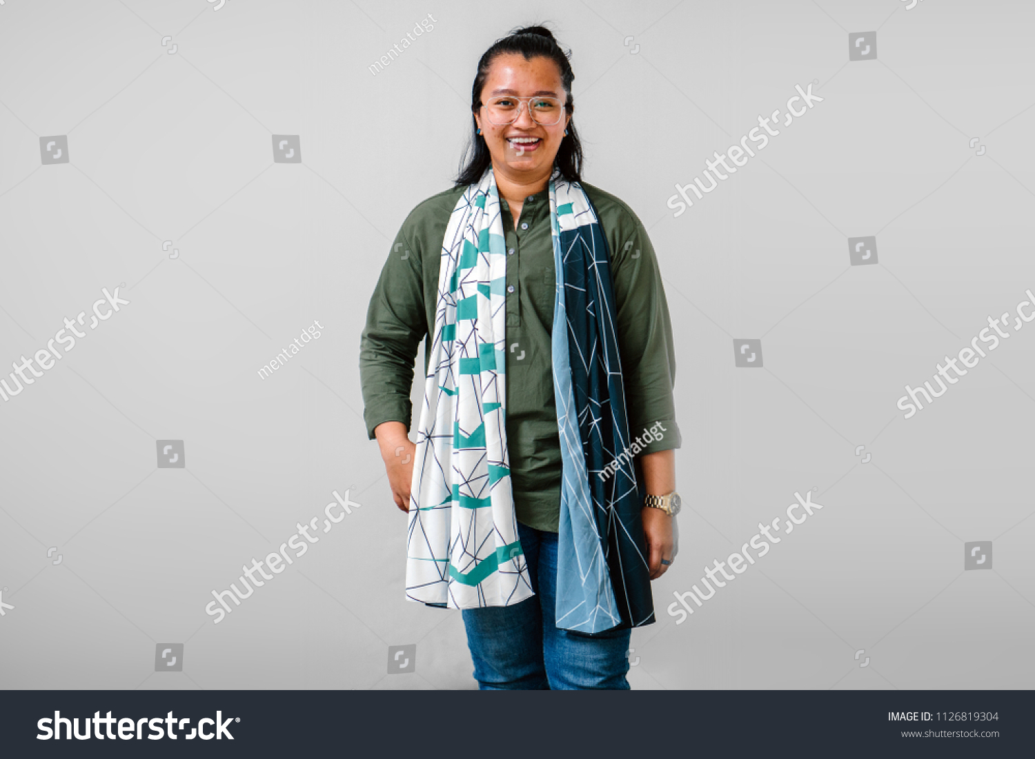 Portrait Middleaged Malay Woman Trendy Clothing Stock Photo Edit Now 1126819304