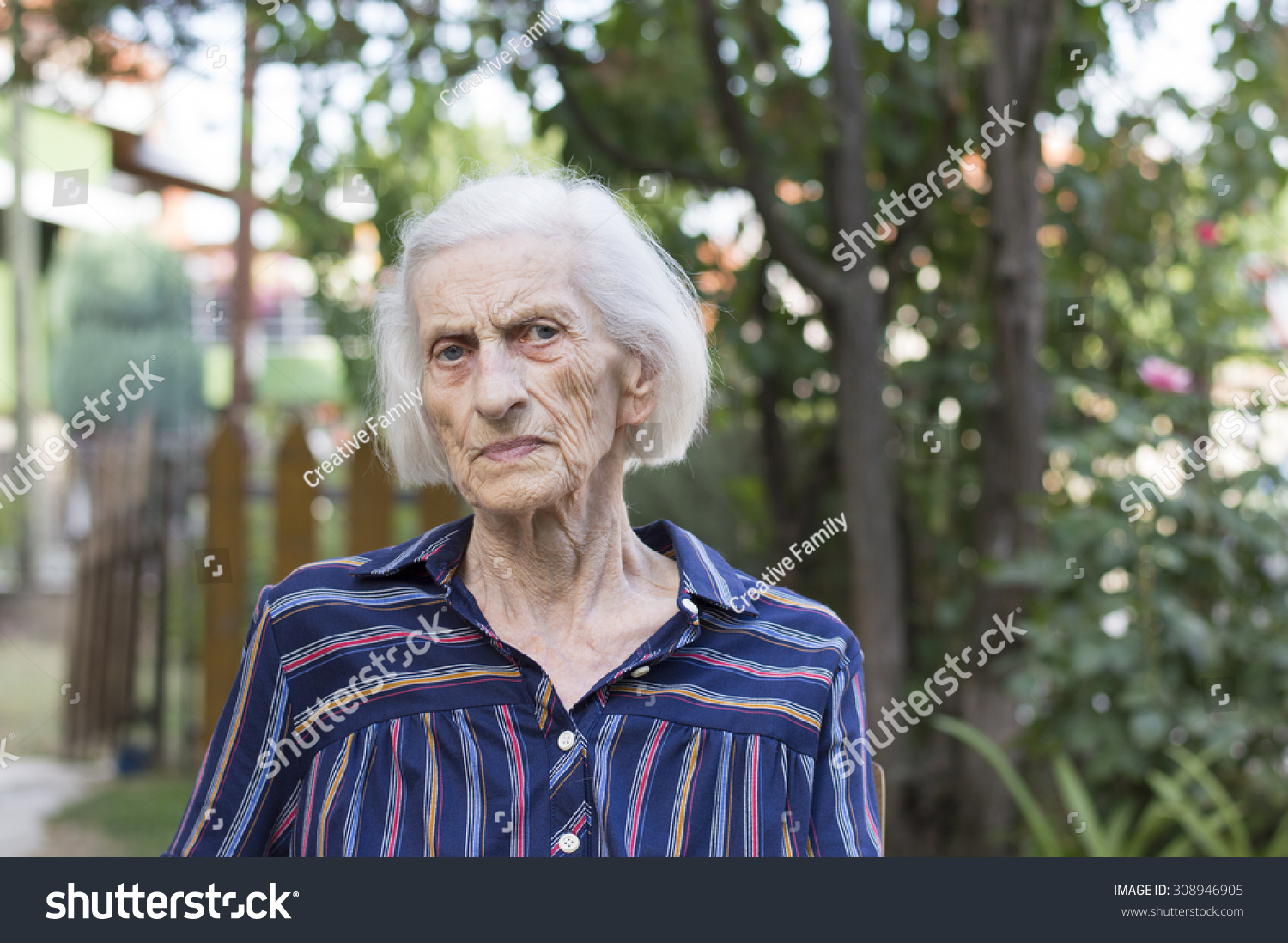 Portrait Ninety Years Old Grandma Sitting Stock Photo 308946905 ...