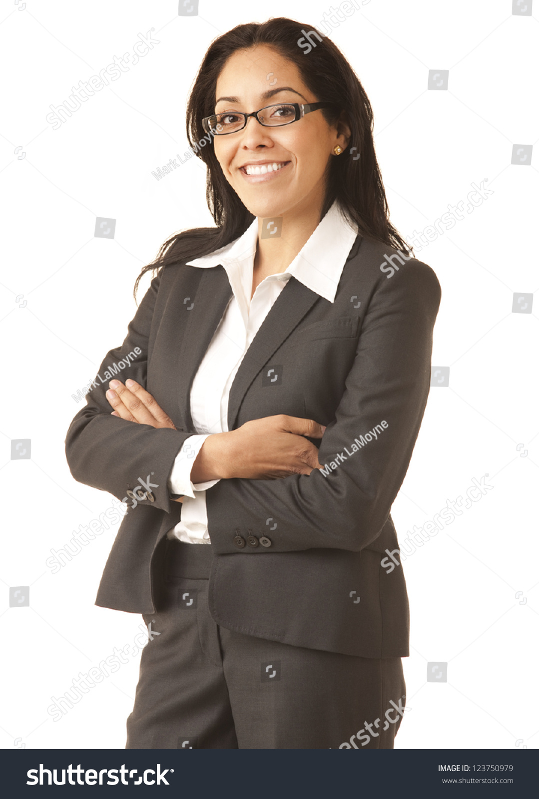 Portrait Professional Hispanic Business Woman Wearing Stock Photo ...