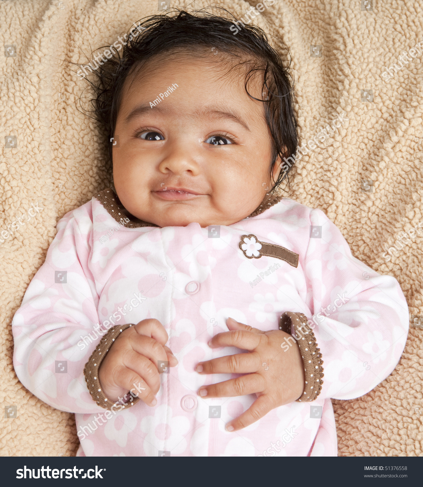 Portrait Of A Smiling Newborn Baby Girl Stock Photo 51376558 : Shutterstock