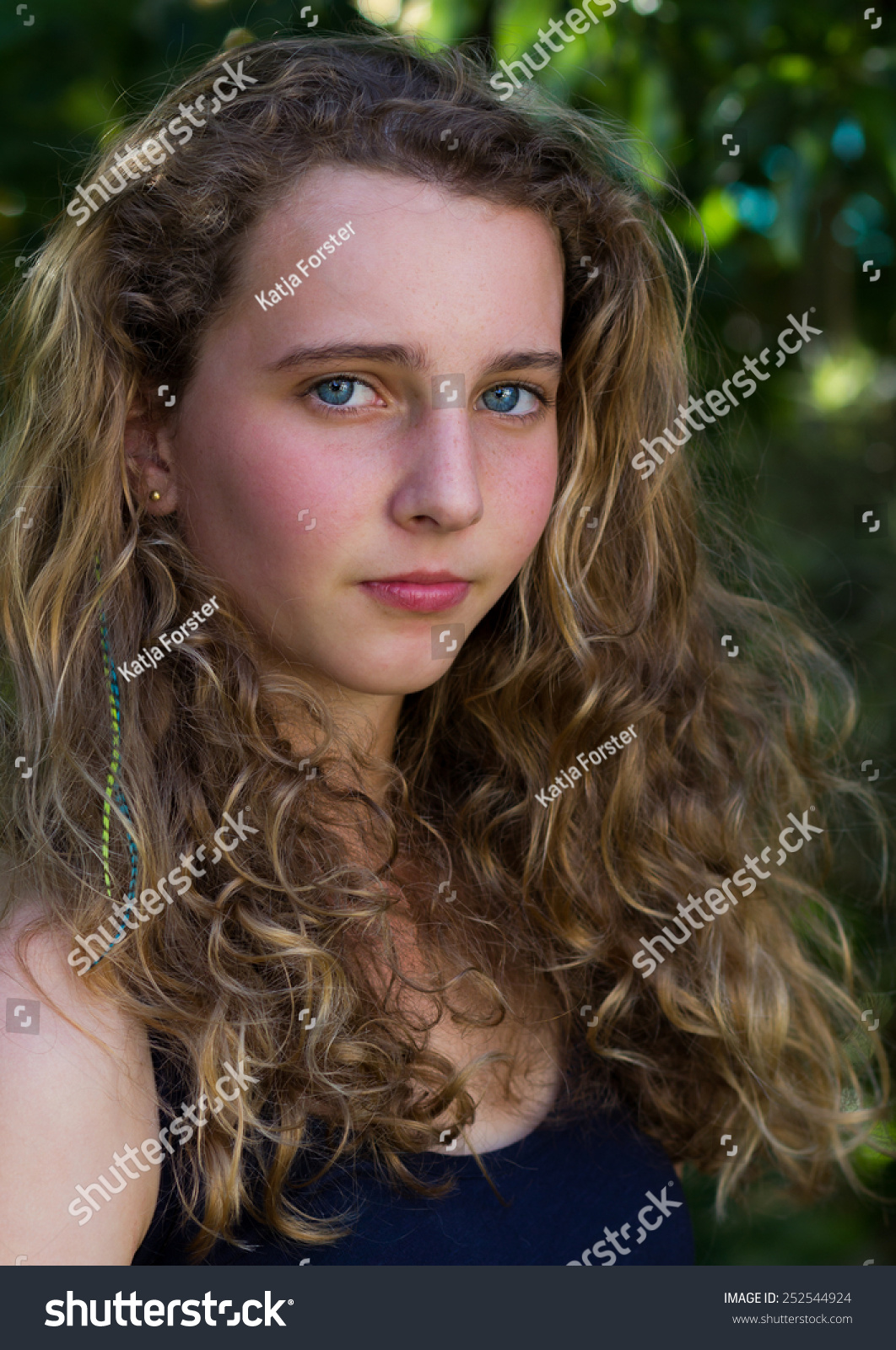 Portrait Teenage Girl Curly Blond Hair Stock Photo Edit Now