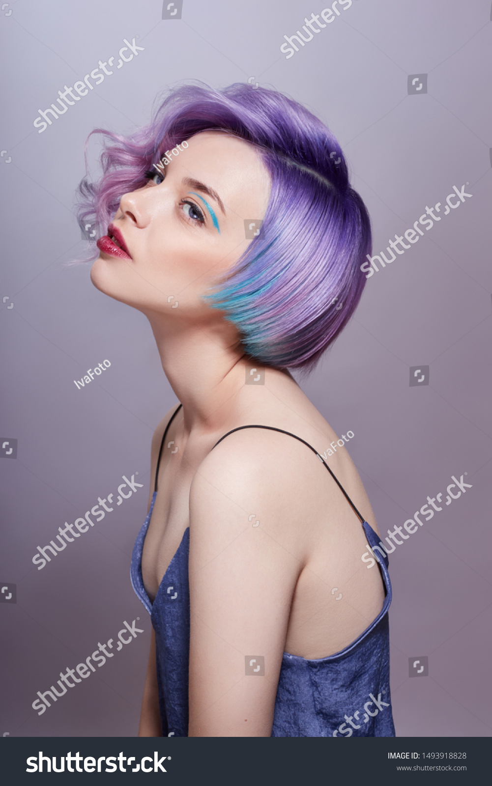 Portrait Woman Bright Colored Flying Hair Stock Photo Edit Now