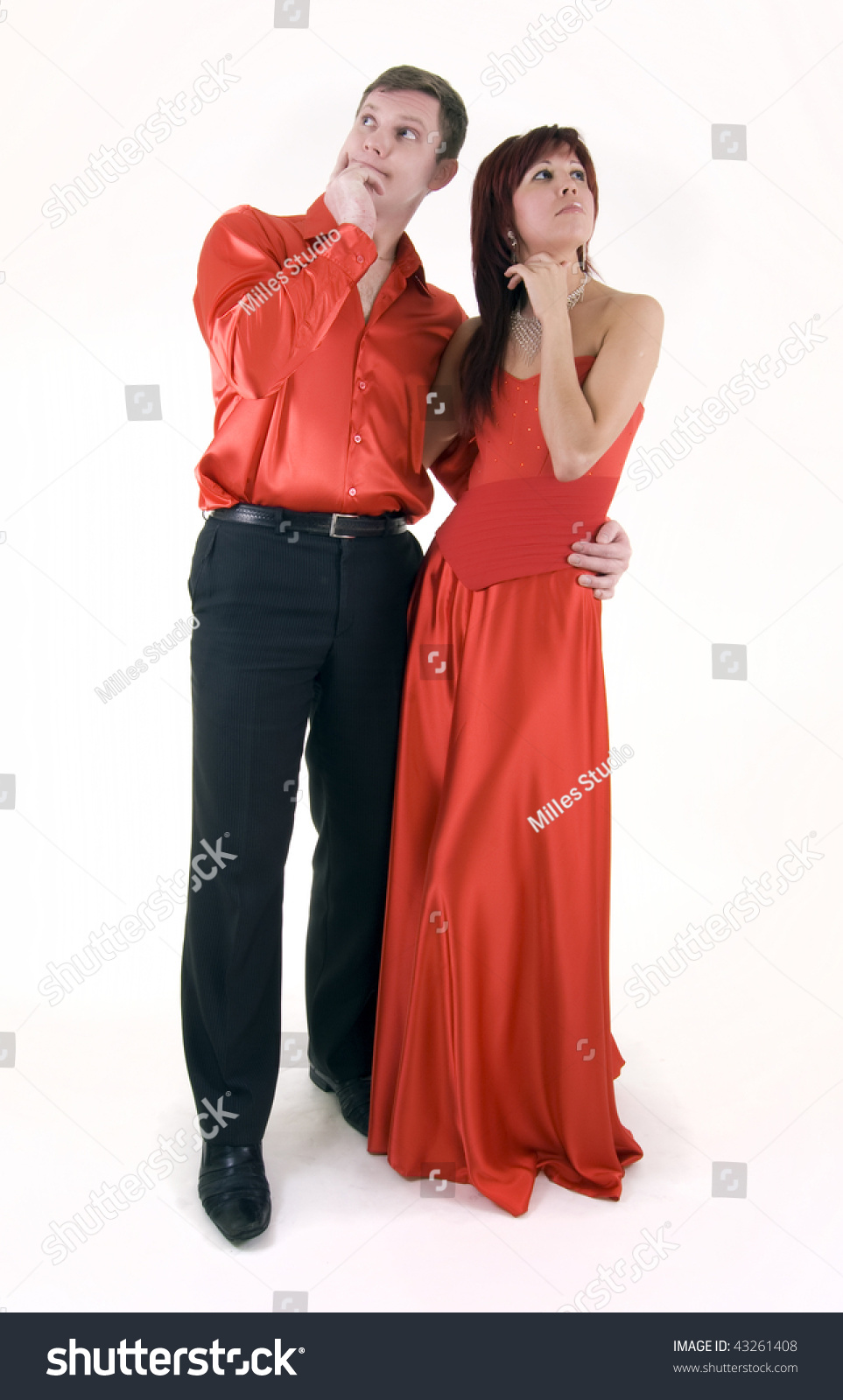 red and white couple outfits