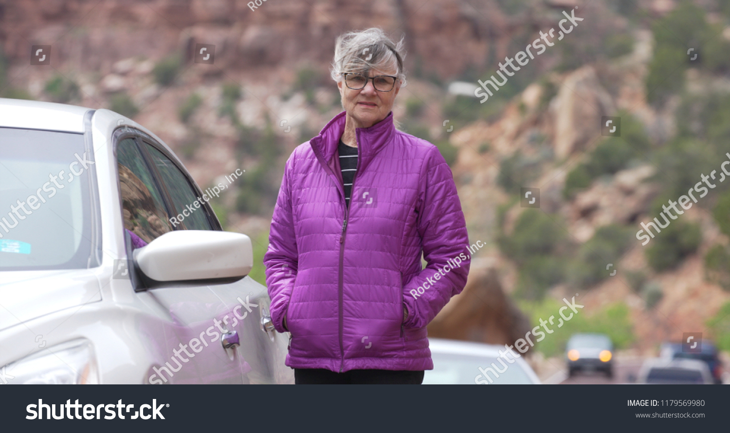 Portrait Active Mature Woman Standing Next Stock Photo Edit